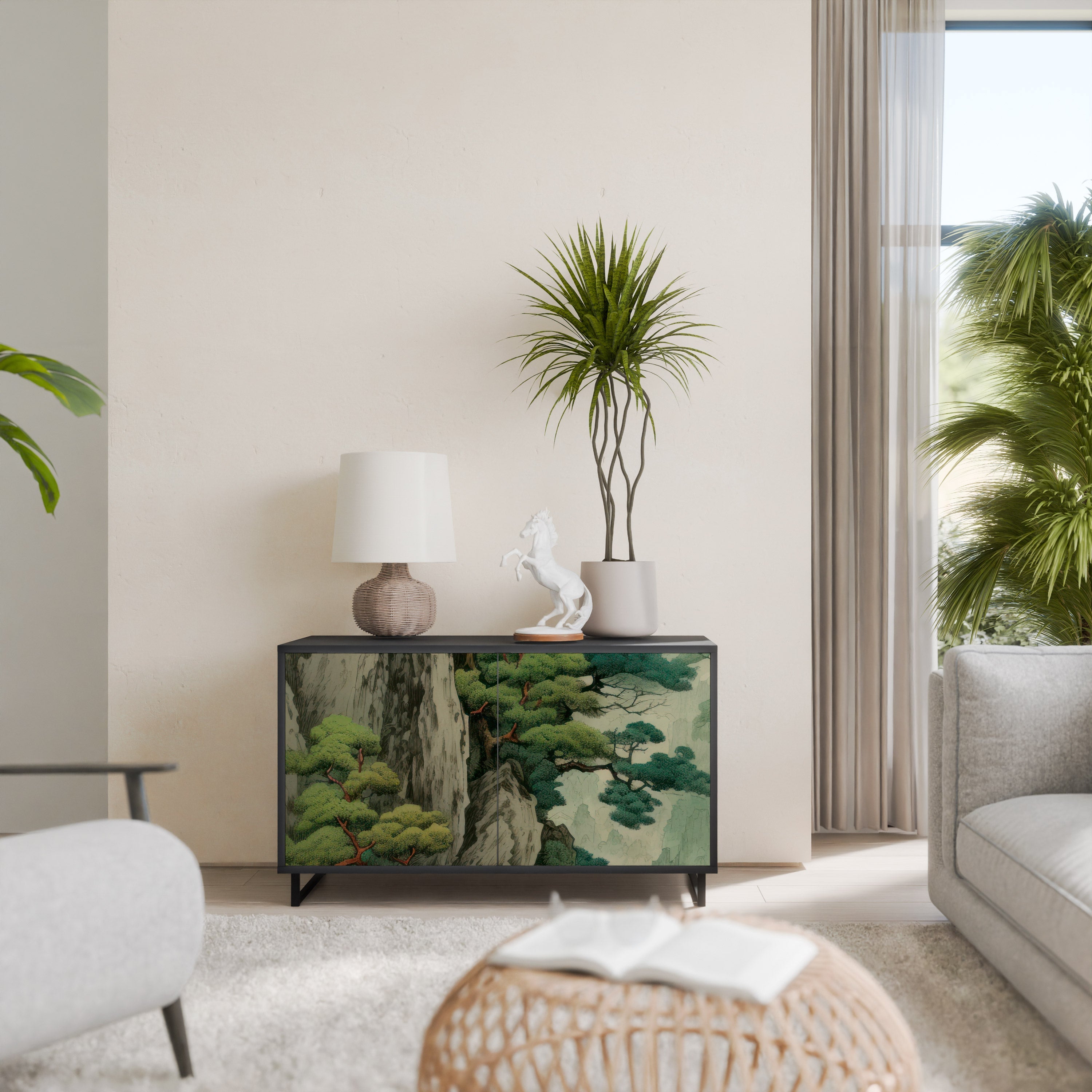 VERDURE ABYSS Aparador de 2 Portas em Acabamento Preto