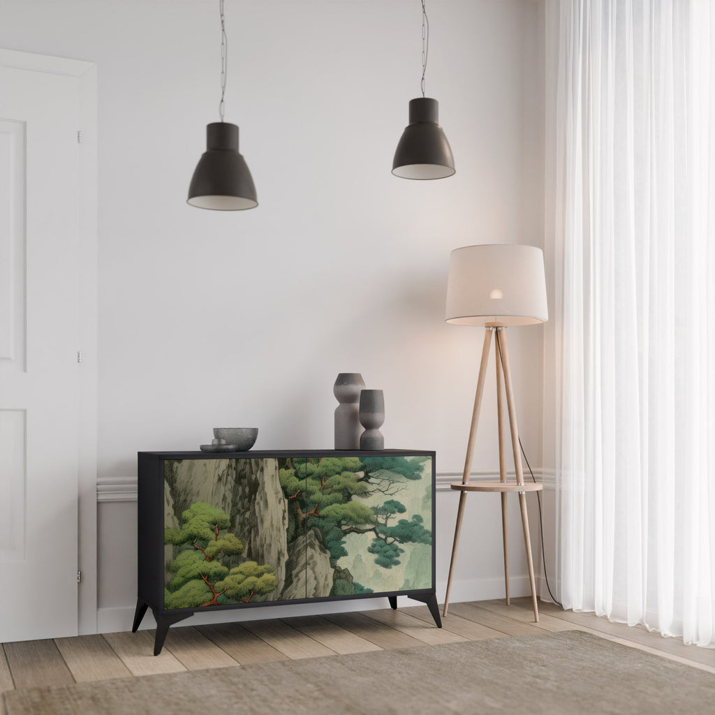 VERDURE ABYSS Aparador de 2 Portas em Acabamento Preto