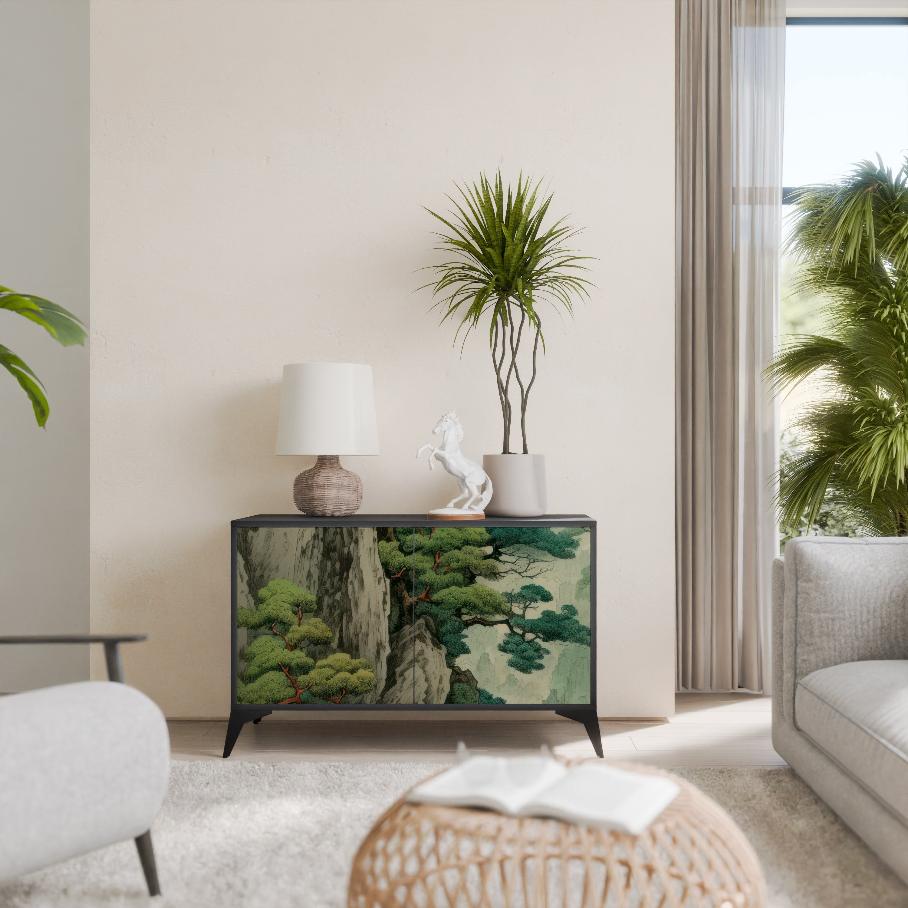 VERDURE ABYSS Aparador de 2 Portas em Acabamento Preto