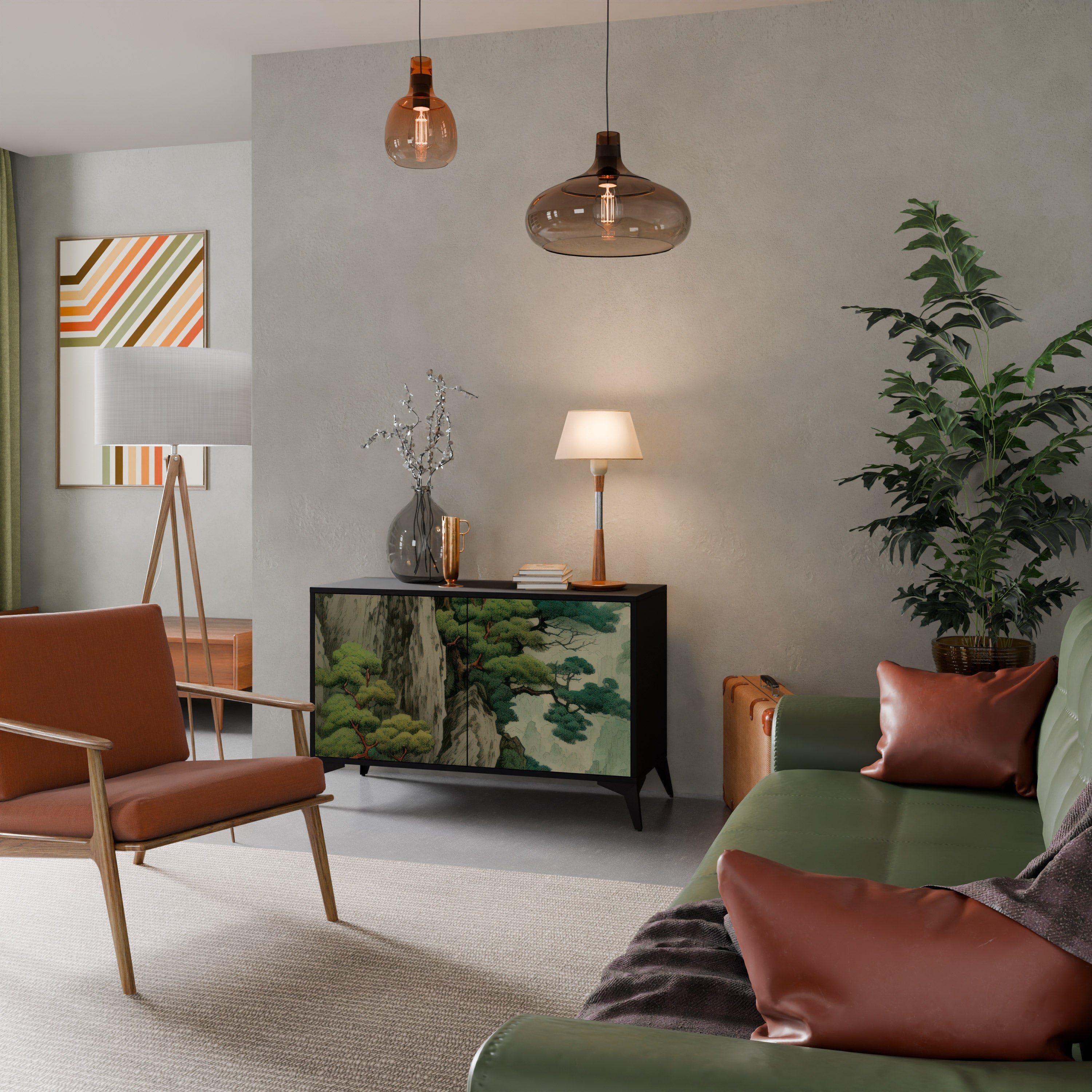 VERDURE ABYSS Aparador de 2 Portas em Acabamento Preto