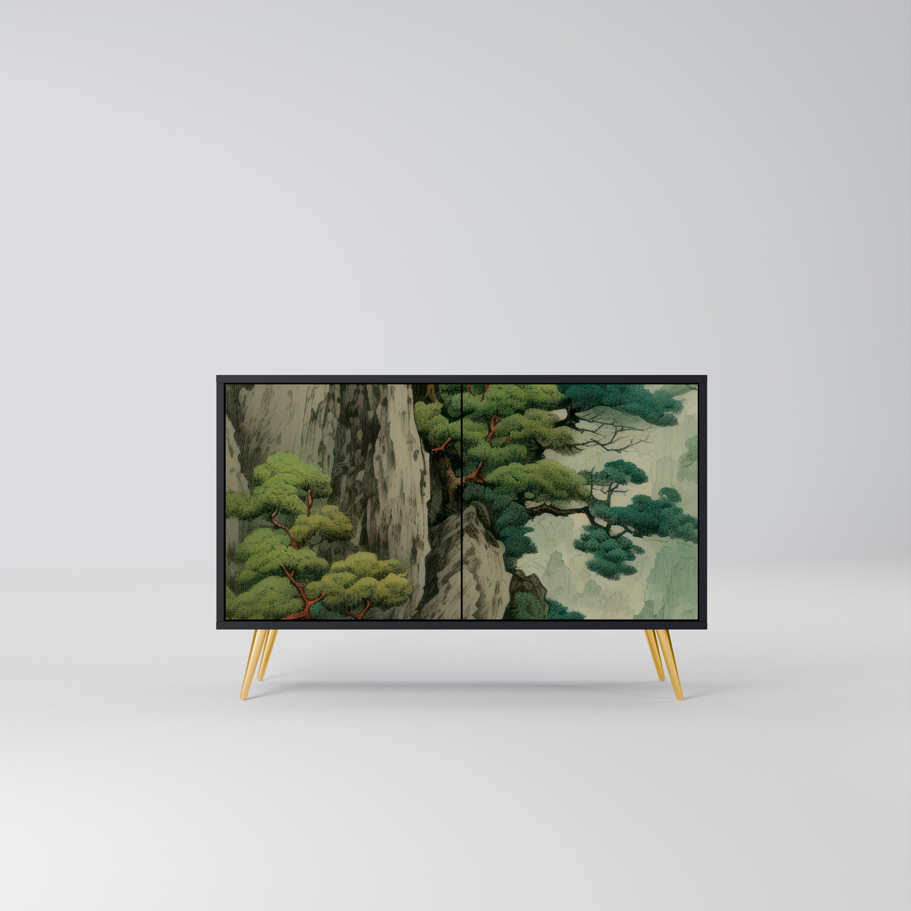 VERDURE ABYSS Aparador de 2 Portas em Acabamento Preto