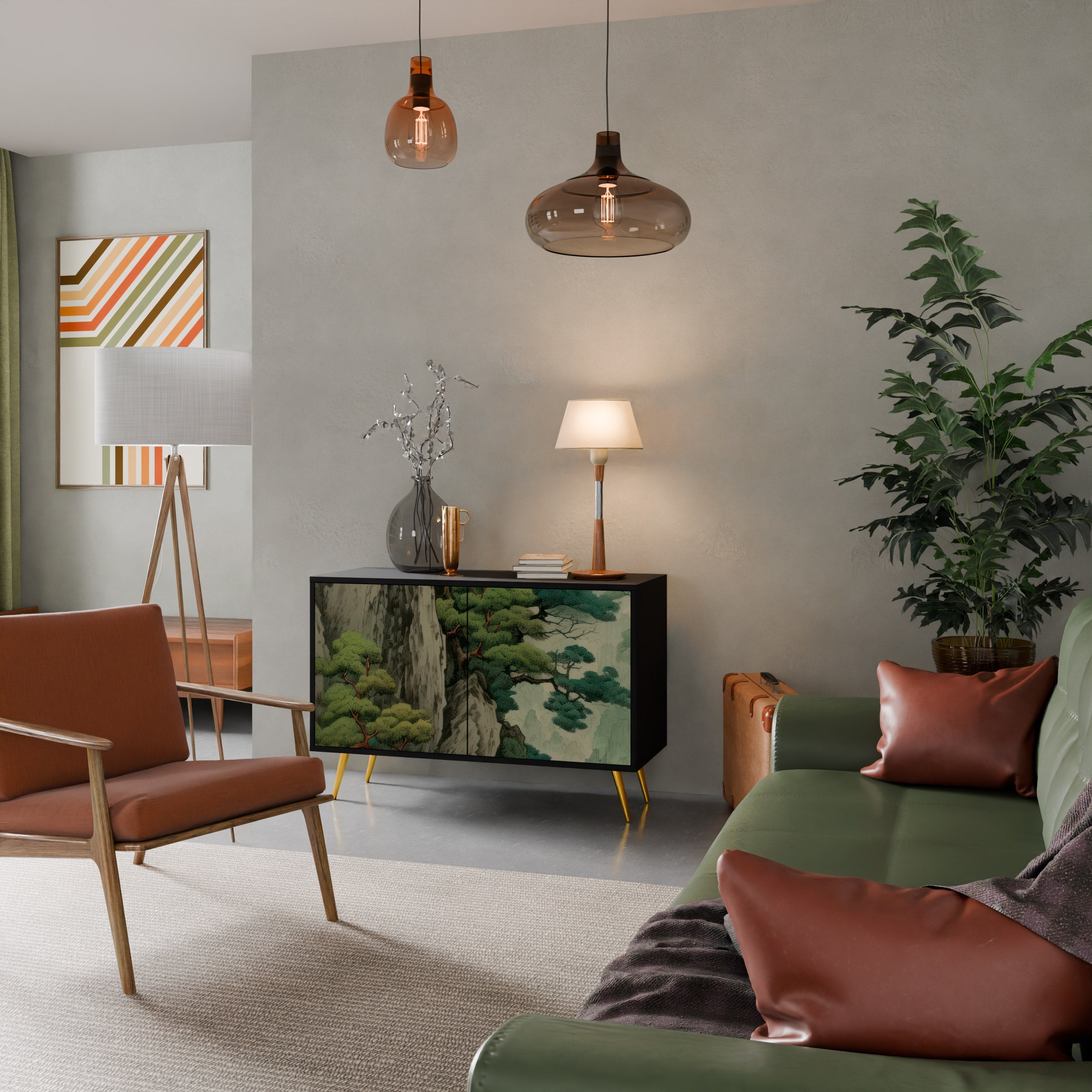 VERDURE ABYSS Aparador de 2 Portas em Acabamento Preto