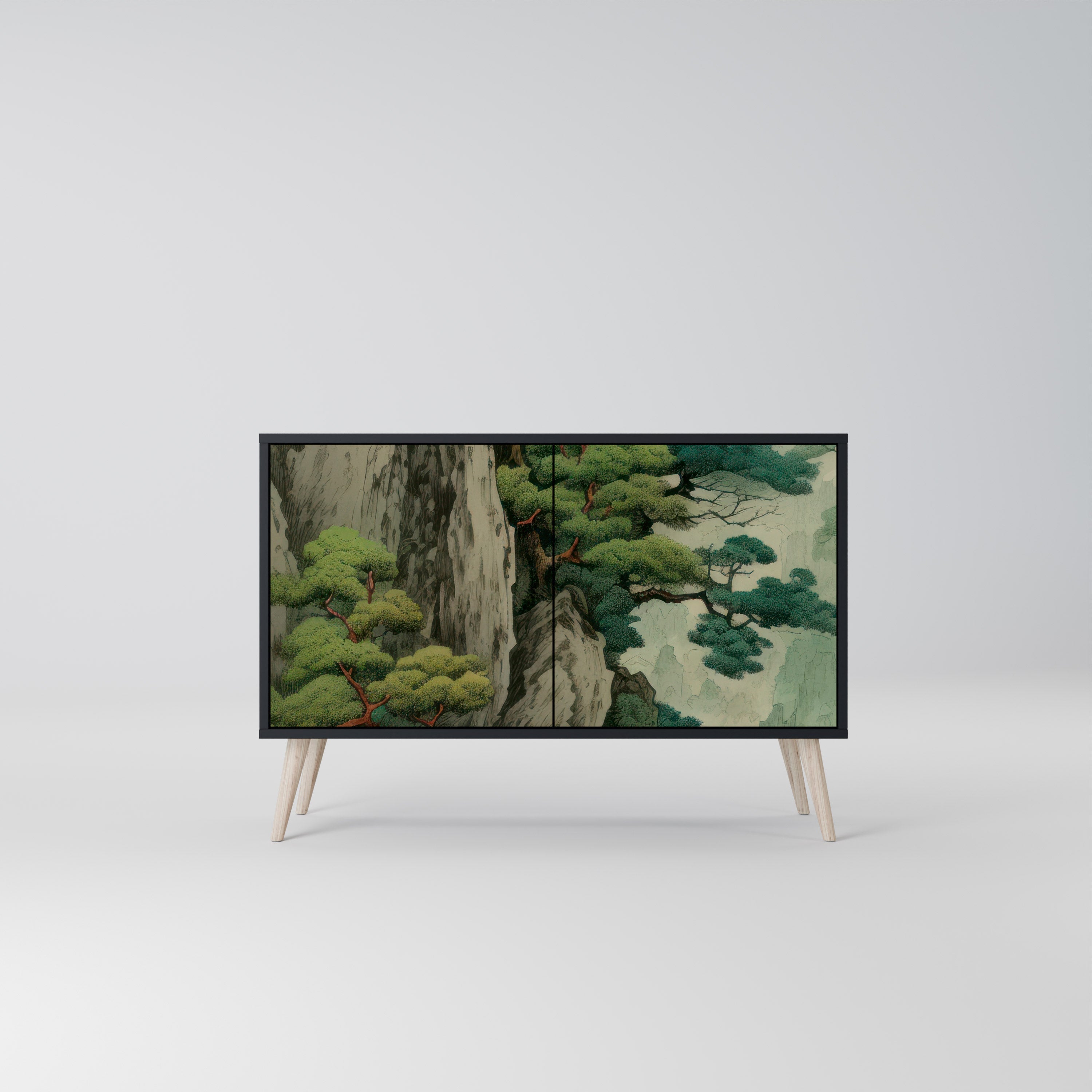 VERDURE ABYSS Aparador de 2 Portas em Acabamento Preto