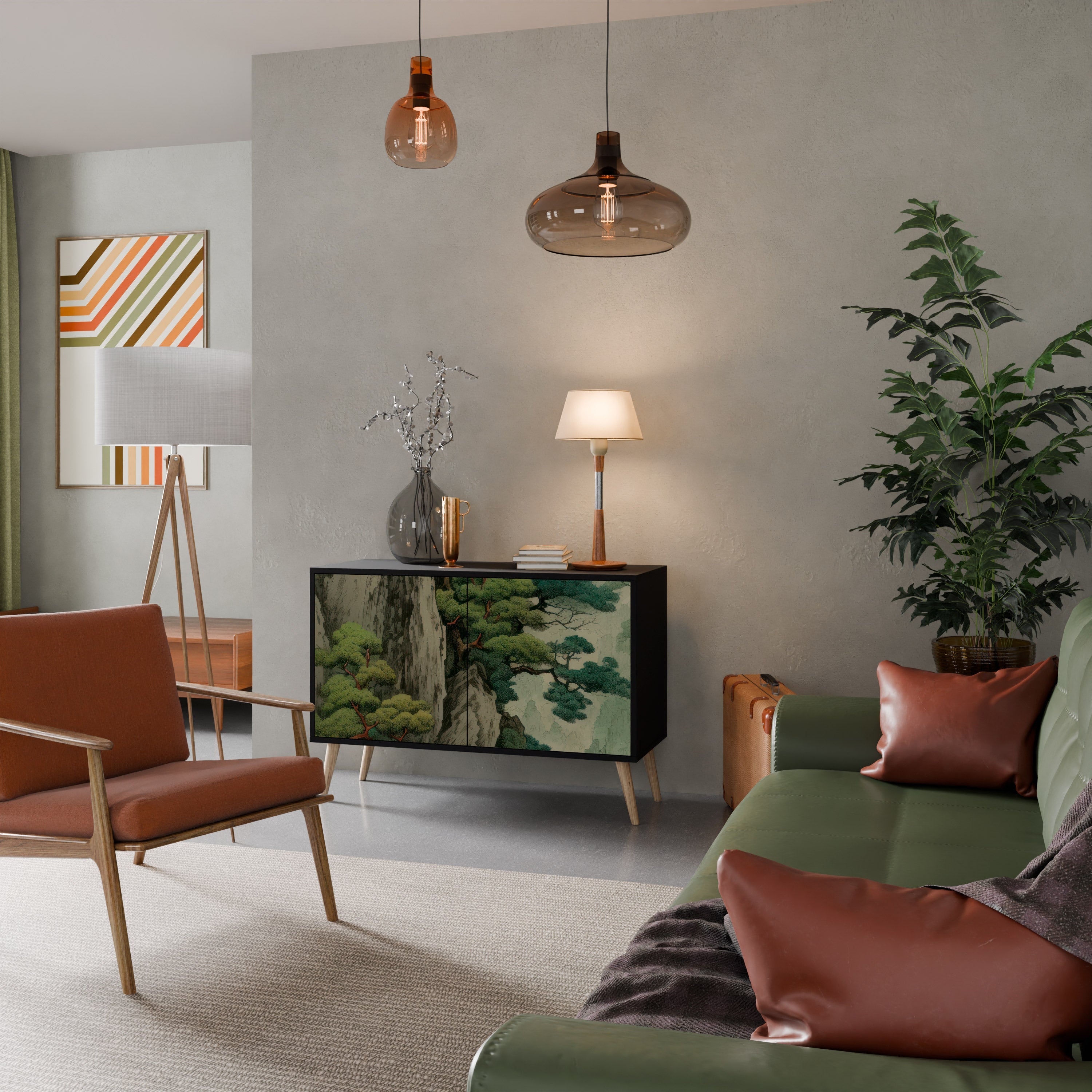 VERDURE ABYSS Aparador de 2 Portas em Acabamento Preto