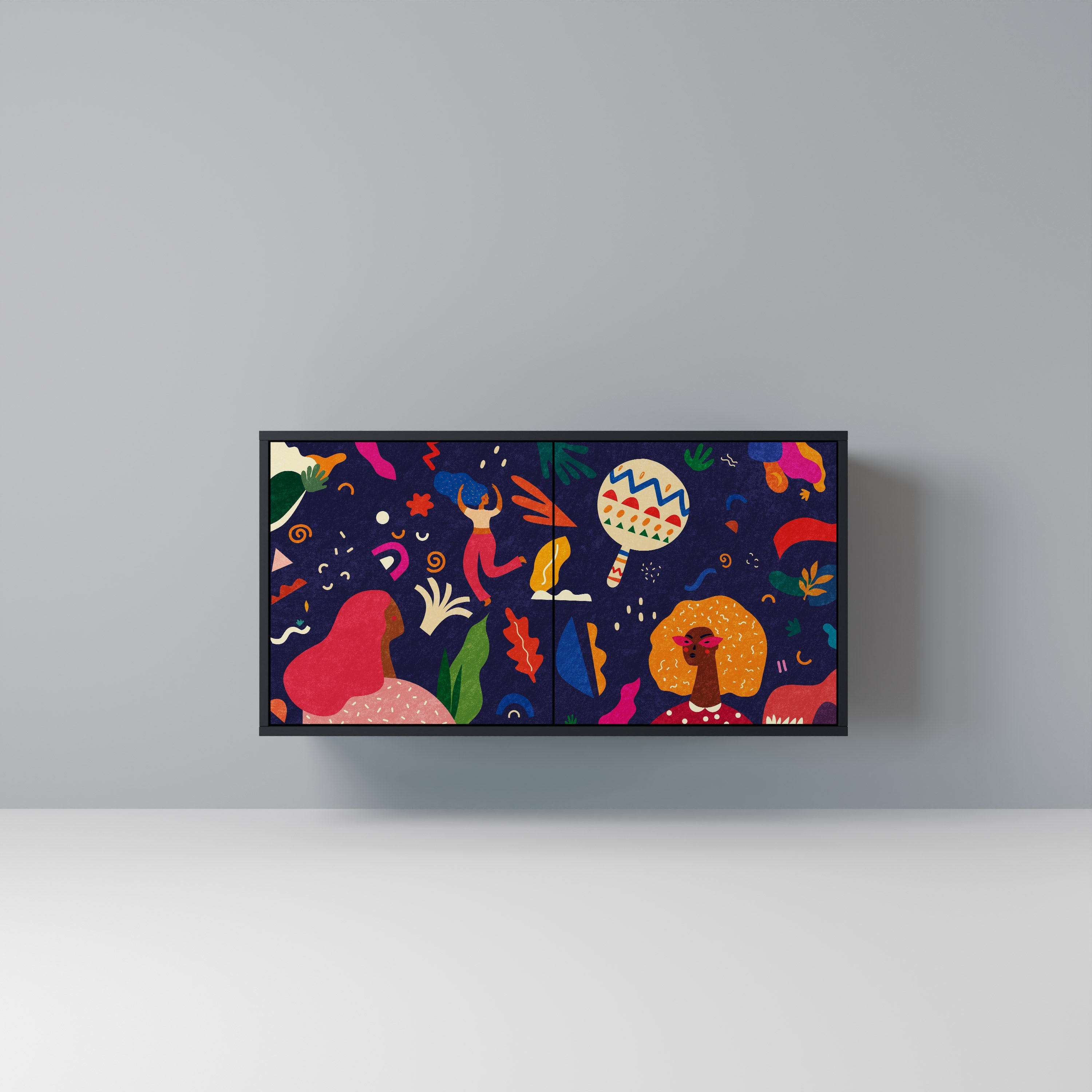 FESTIVE PLEASURES Aparador de 2 Portas em Acabamento Preto