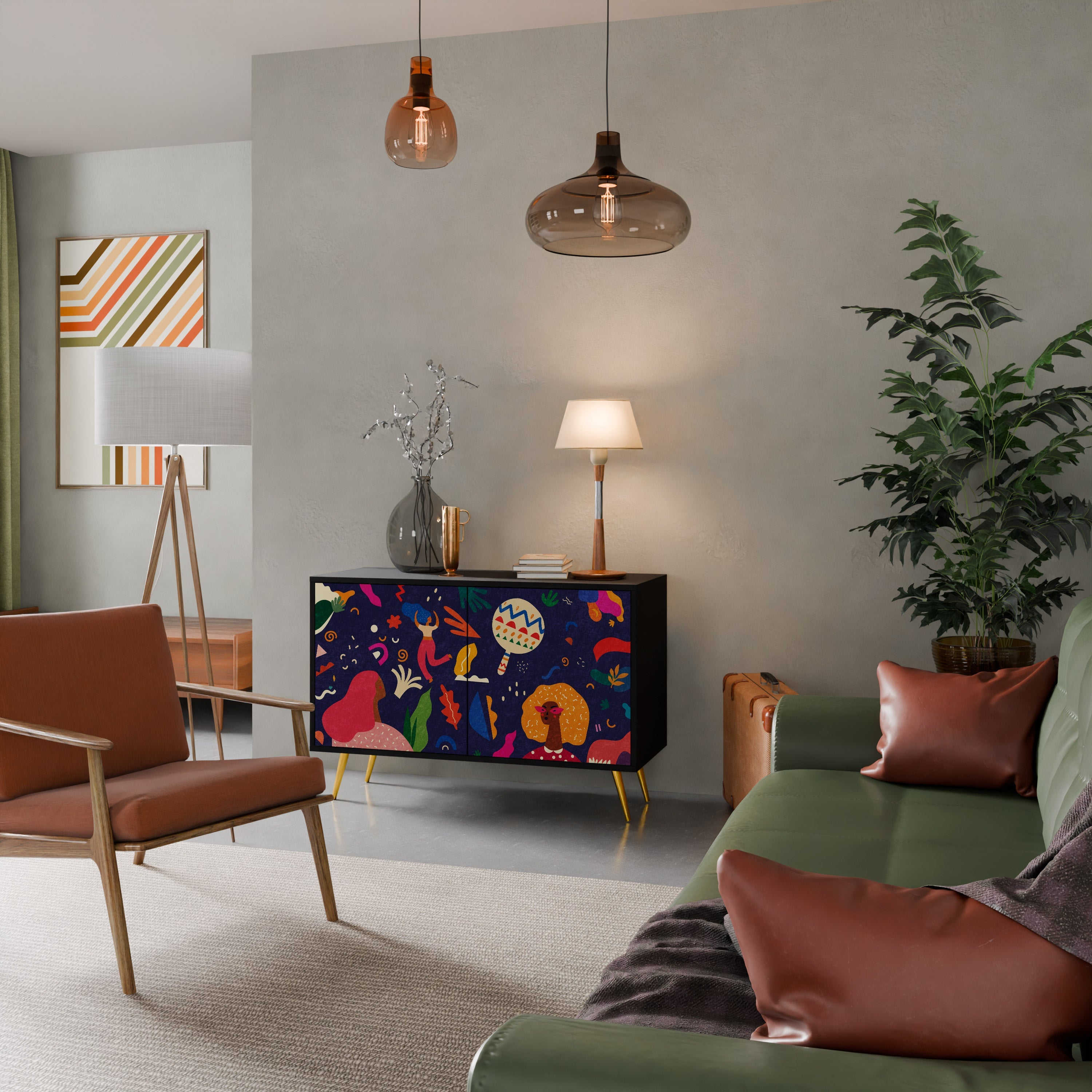 FESTIVE PLEASURES Aparador de 2 Portas em Acabamento Preto