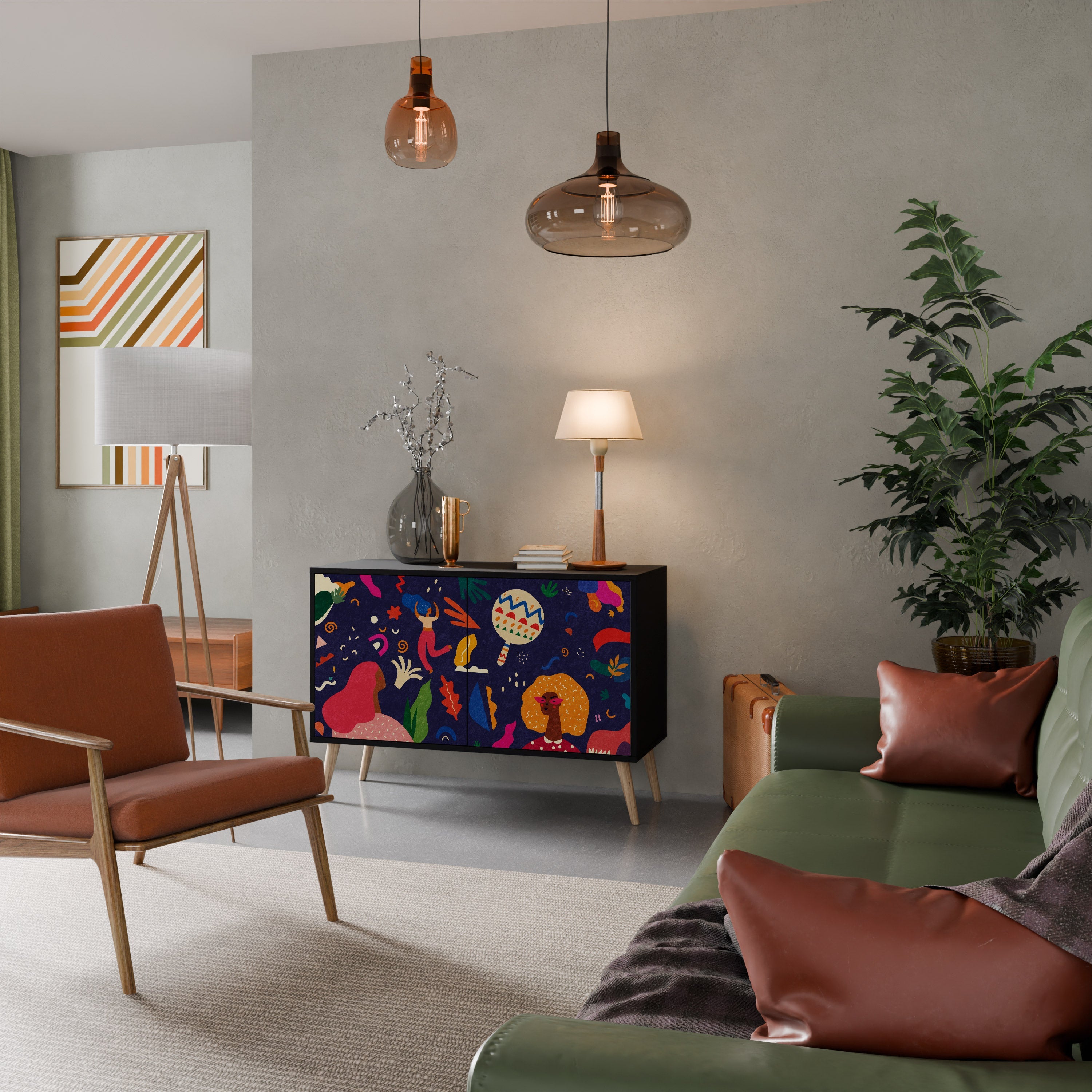 FESTIVE PLEASURES Aparador de 2 Portas em Acabamento Preto