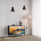 OMINOUS MOUNTAINS Aparador de 2 Portas em Acabamento Preto