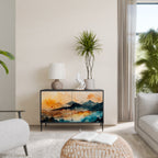 OMINOUS MOUNTAINS Aparador de 2 Portas em Acabamento Preto