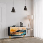 OMINOUS MOUNTAINS Aparador de 2 Portas em Acabamento Preto