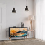 OMINOUS MOUNTAINS Aparador de 2 Portas em Acabamento Preto