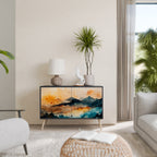 OMINOUS MOUNTAINS Aparador de 2 Portas em Acabamento Preto