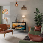 OMINOUS MOUNTAINS Aparador de 2 Portas em Acabamento Preto