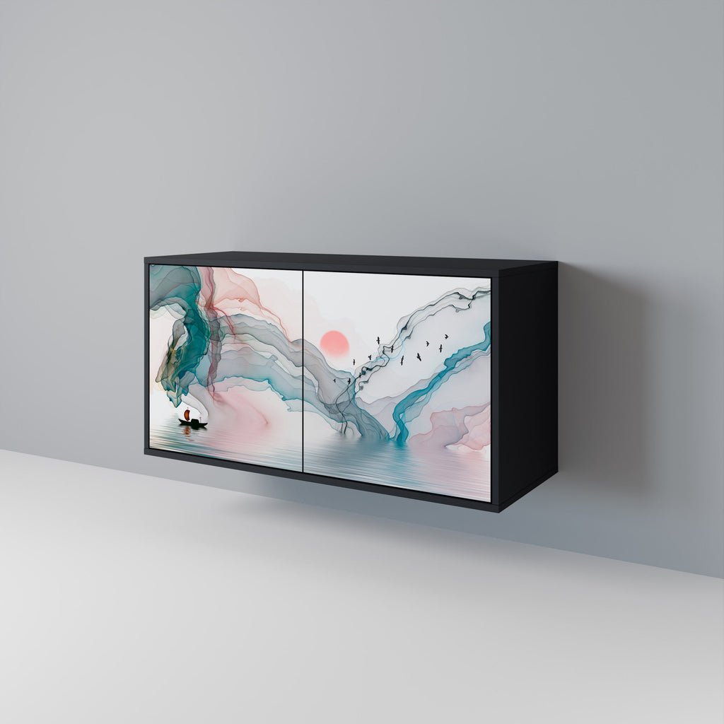 VELVET CROSSING Aparador de 2 Portas em Acabamento Preto