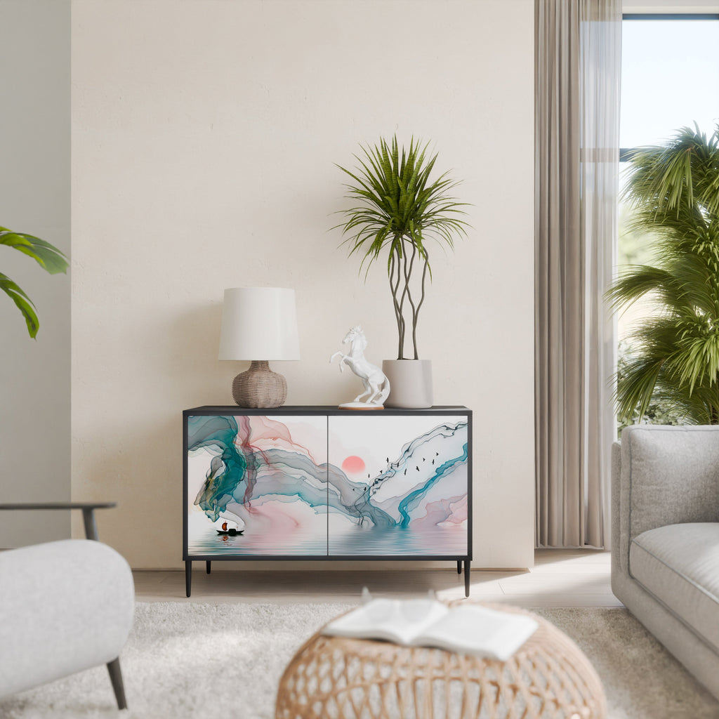 VELVET CROSSING Aparador de 2 Portas em Acabamento Preto