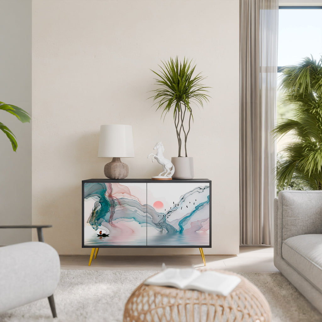 VELVET CROSSING Aparador de 2 Portas em Acabamento Preto