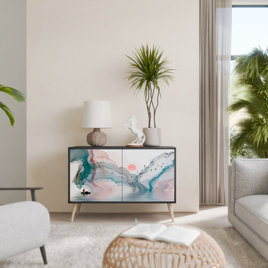 VELVET CROSSING Aparador de 2 Portas em Acabamento Preto