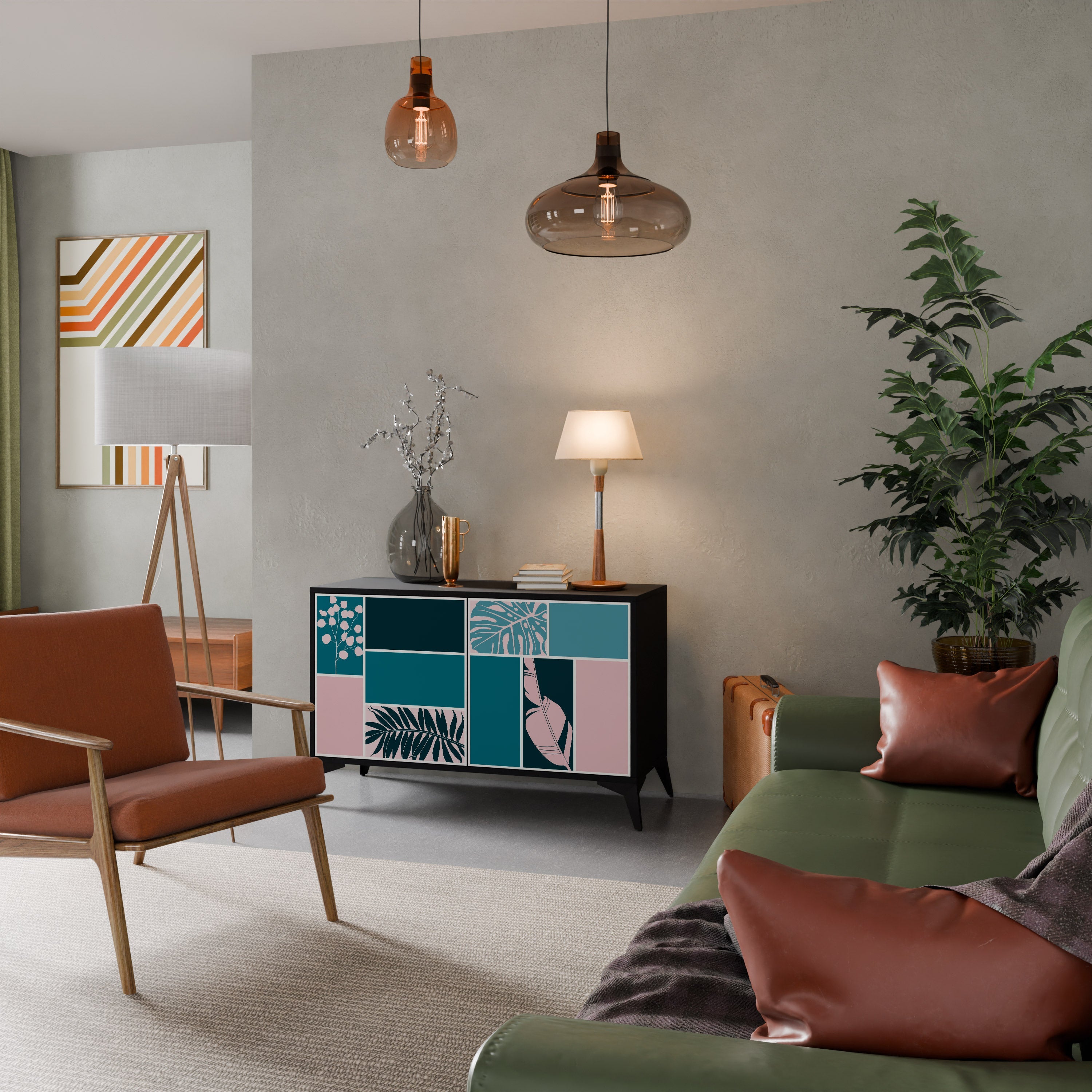 COMBINATION OF SHAPES Aparador de 2 Portas em Acabamento Preto