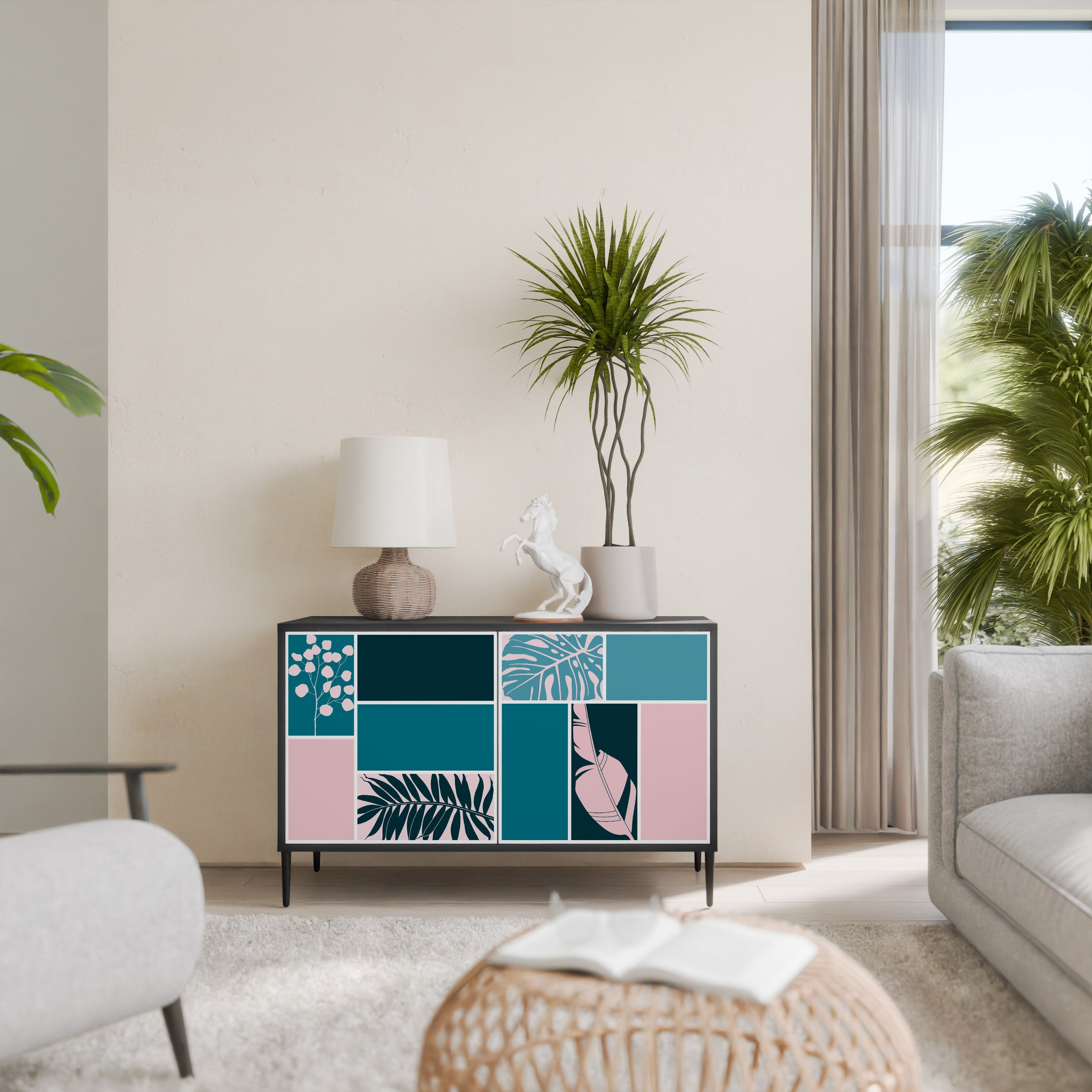 COMBINATION OF SHAPES Aparador de 2 Portas em Acabamento Preto