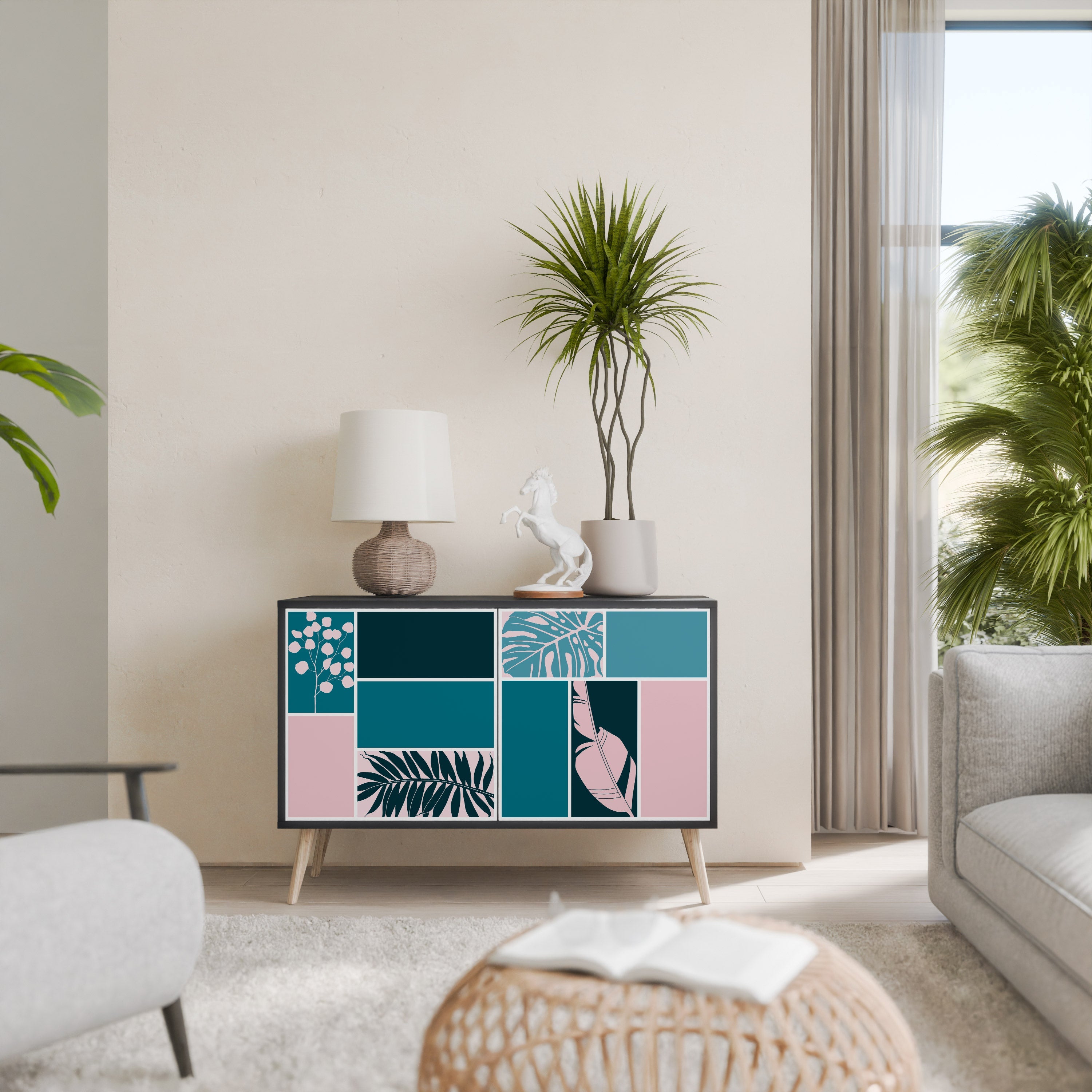 COMBINATION OF SHAPES Aparador de 2 Portas em Acabamento Preto