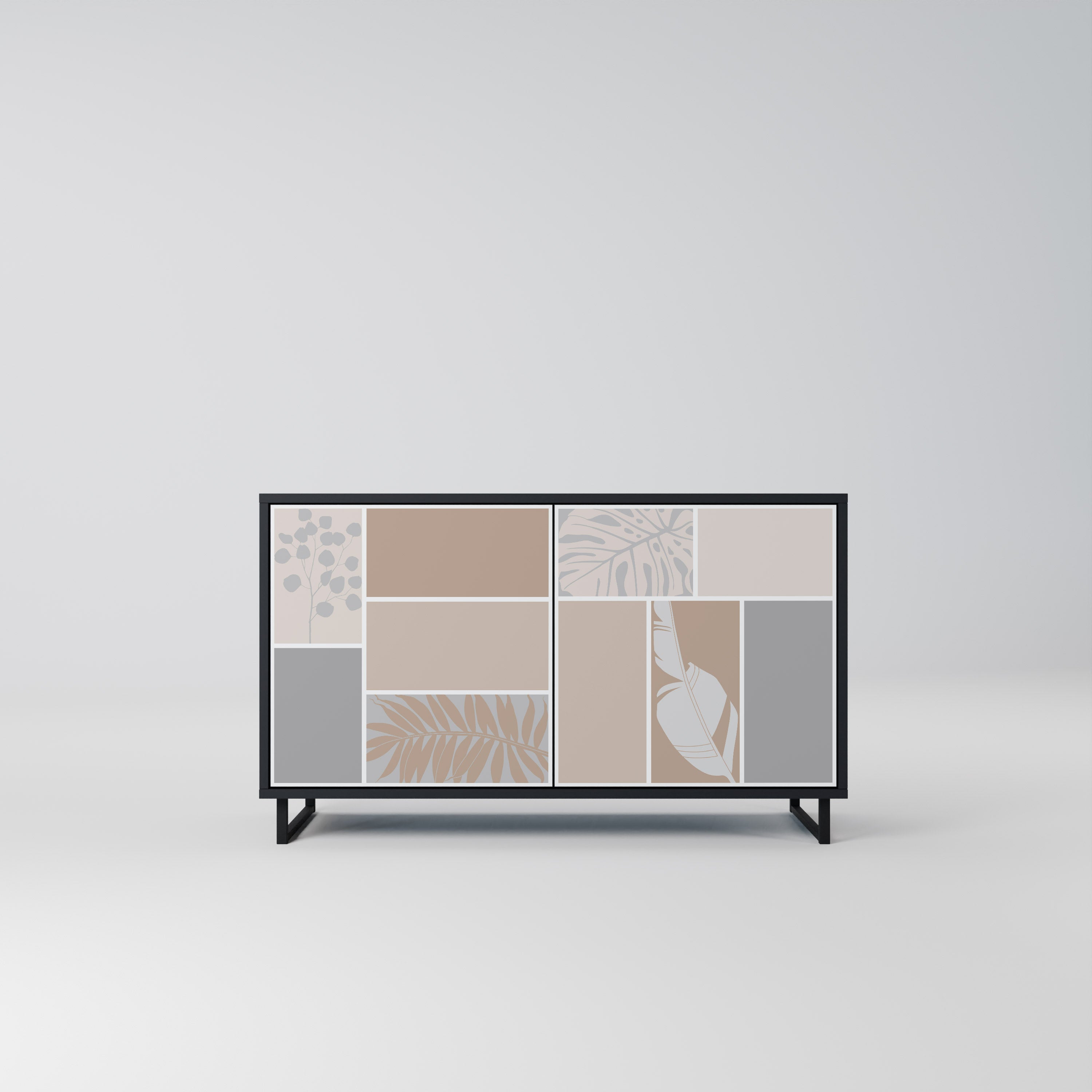 TROPICAL SHAPES Aparador de 2 Portas em Acabamento Preto