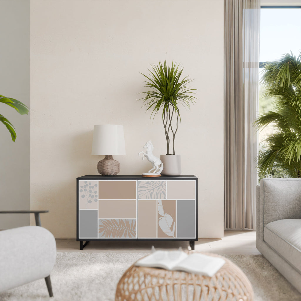 TROPICAL SHAPES Aparador de 2 Portas em Acabamento Preto