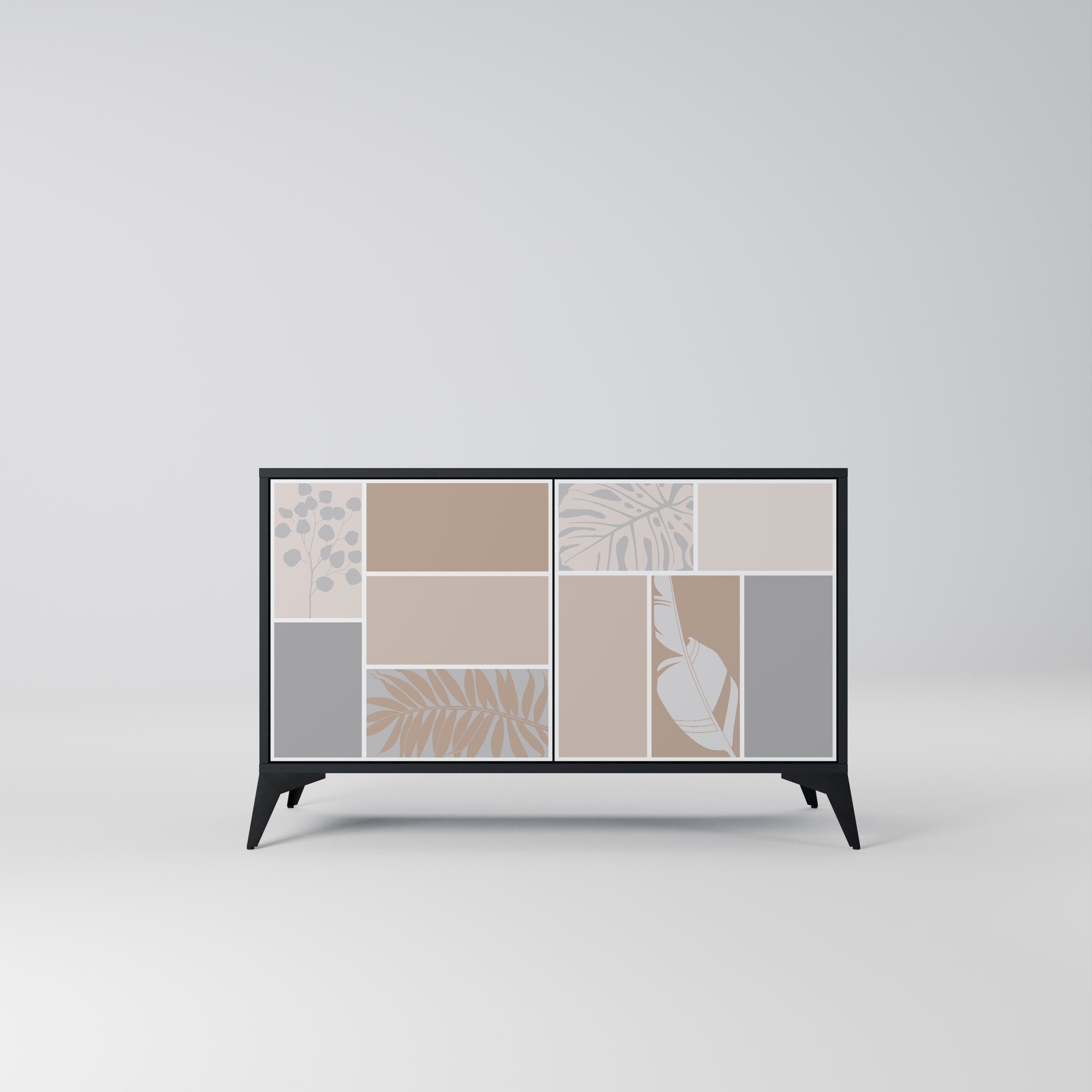 TROPICAL SHAPES Aparador de 2 Portas em Acabamento Preto