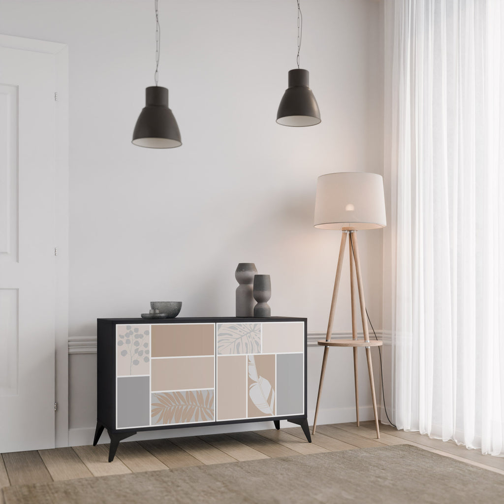 TROPICAL SHAPES Aparador de 2 Portas em Acabamento Preto