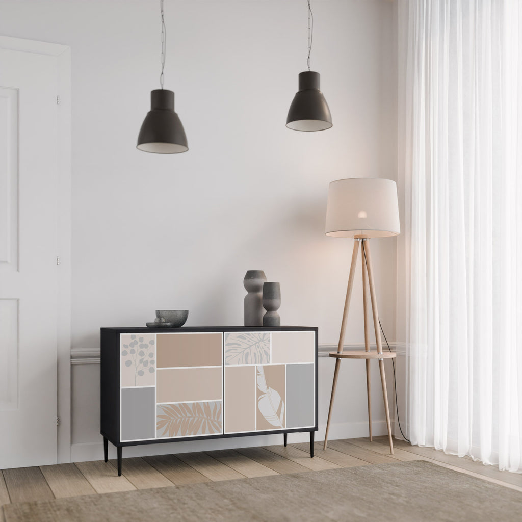 TROPICAL SHAPES Aparador de 2 Portas em Acabamento Preto