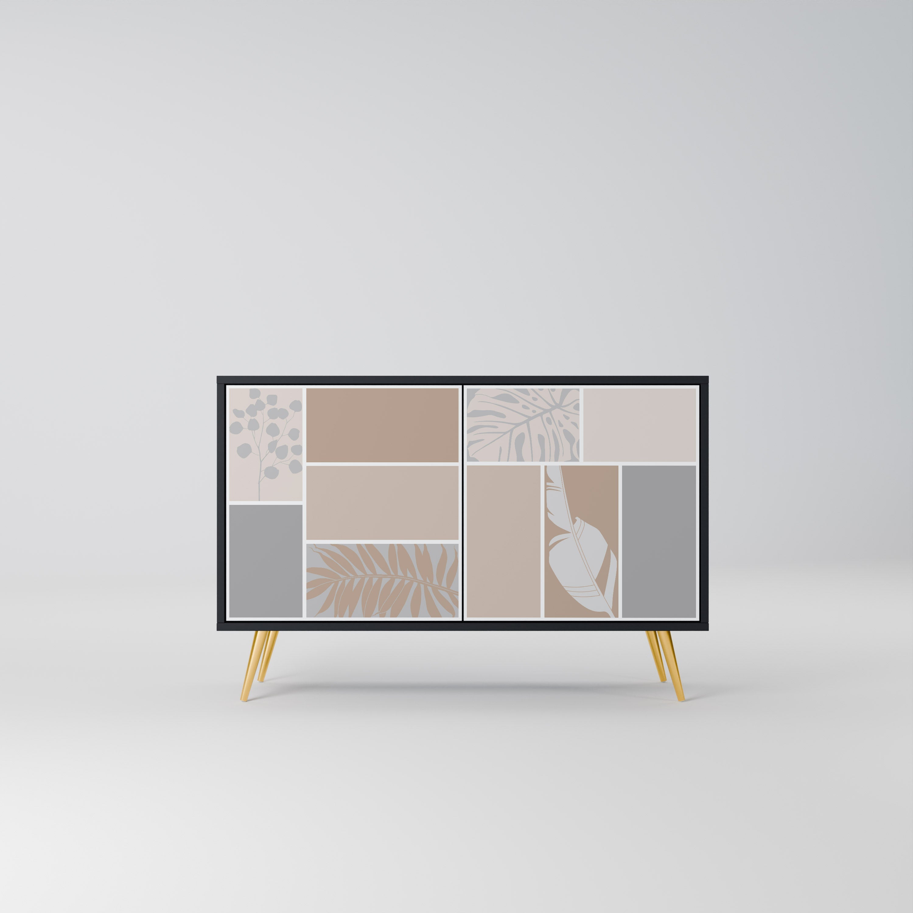 TROPICAL SHAPES Aparador de 2 Portas em Acabamento Preto