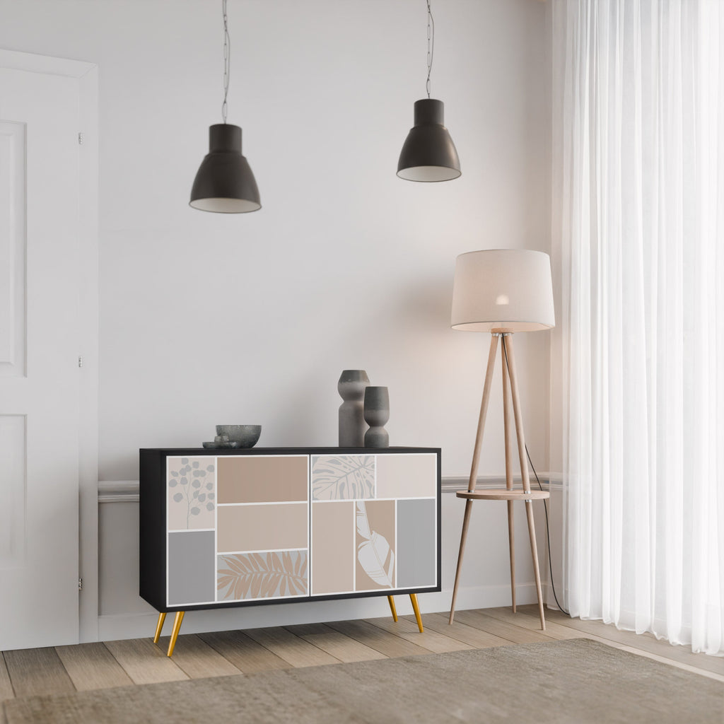 TROPICAL SHAPES Aparador de 2 Portas em Acabamento Preto