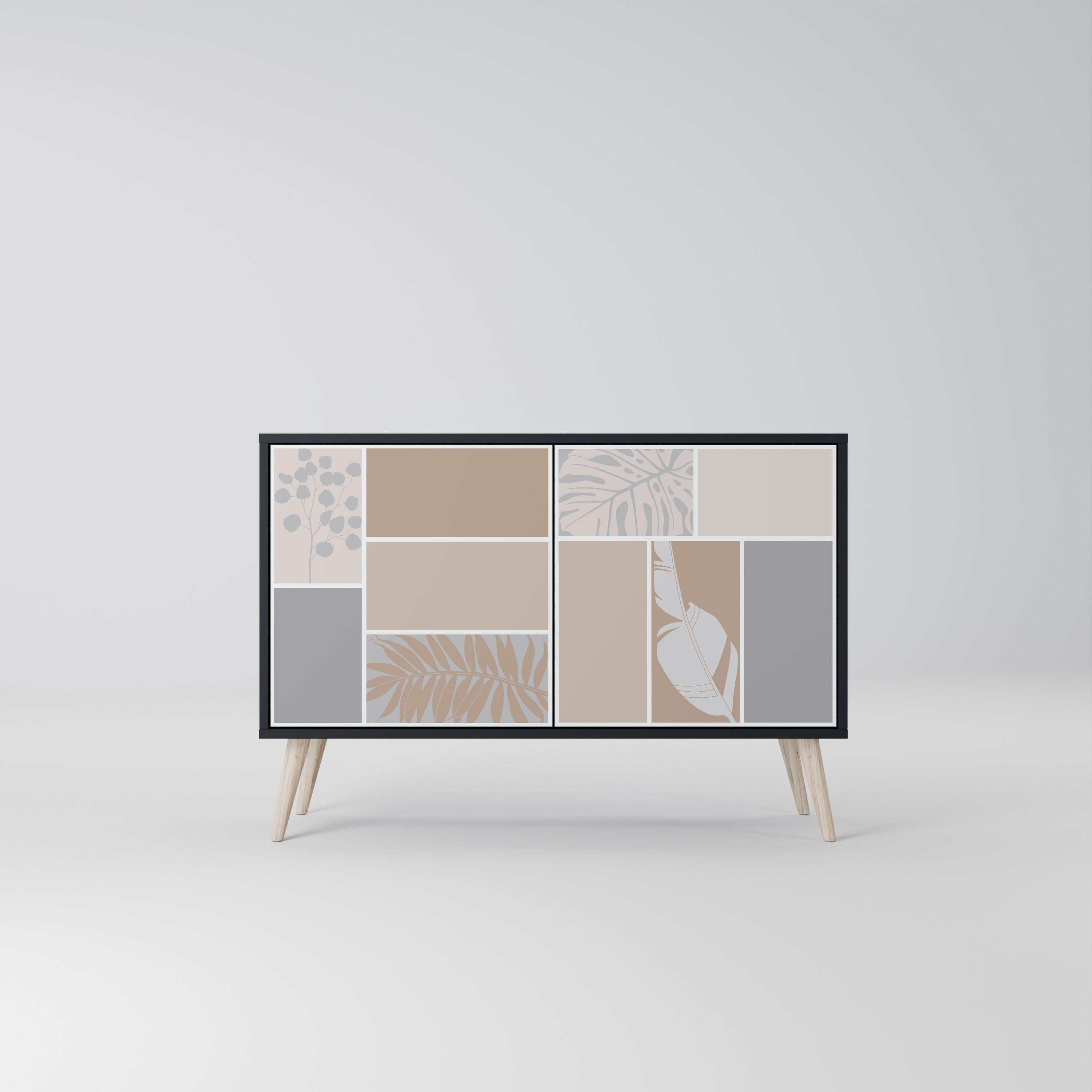 TROPICAL SHAPES Aparador de 2 Portas em Acabamento Preto