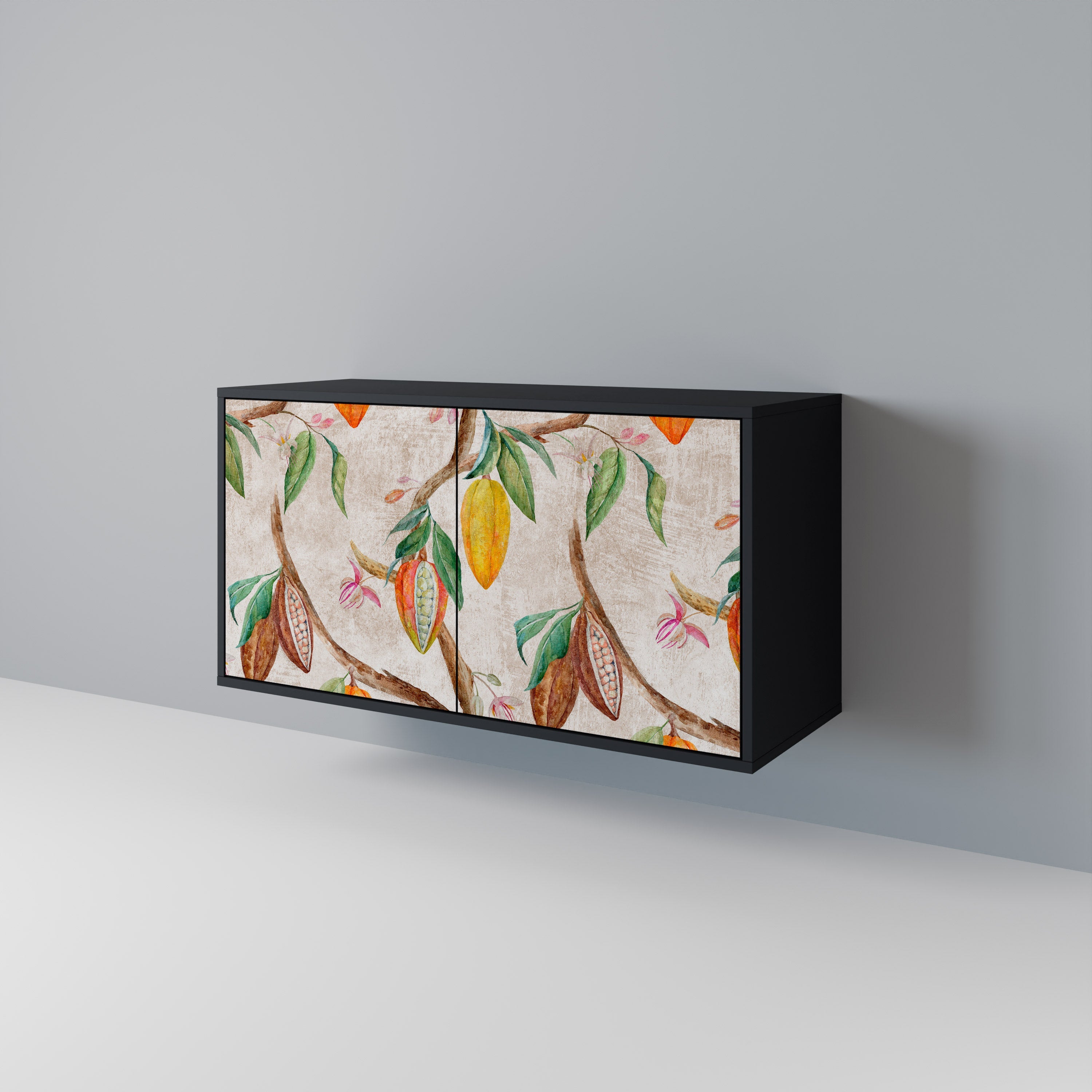 COCOA FRUITS Aparador de 2 Portas em Acabamento Preto