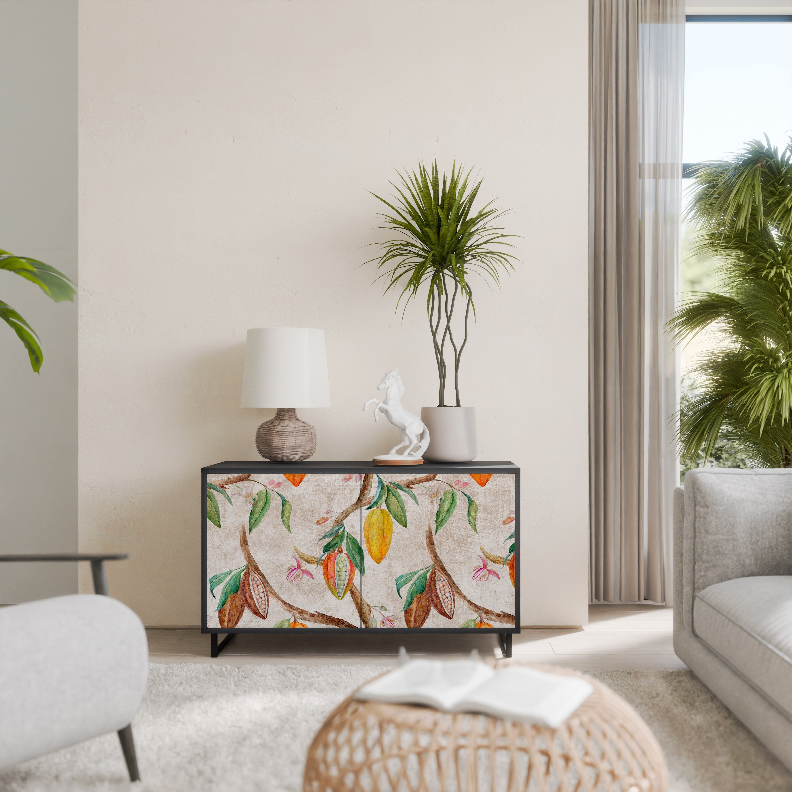 COCOA FRUITS Aparador de 2 Portas em Acabamento Preto