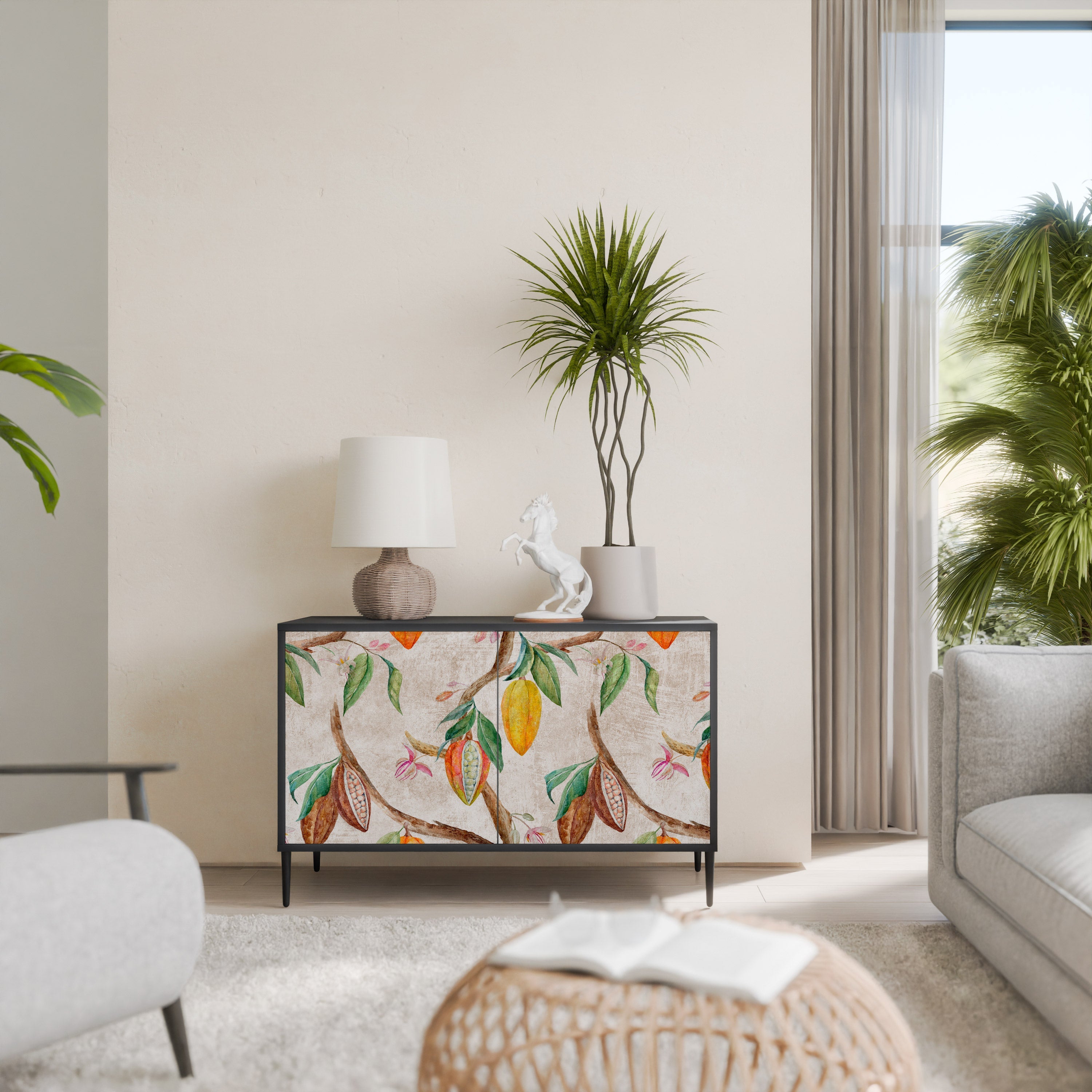 COCOA FRUITS Aparador de 2 Portas em Acabamento Preto