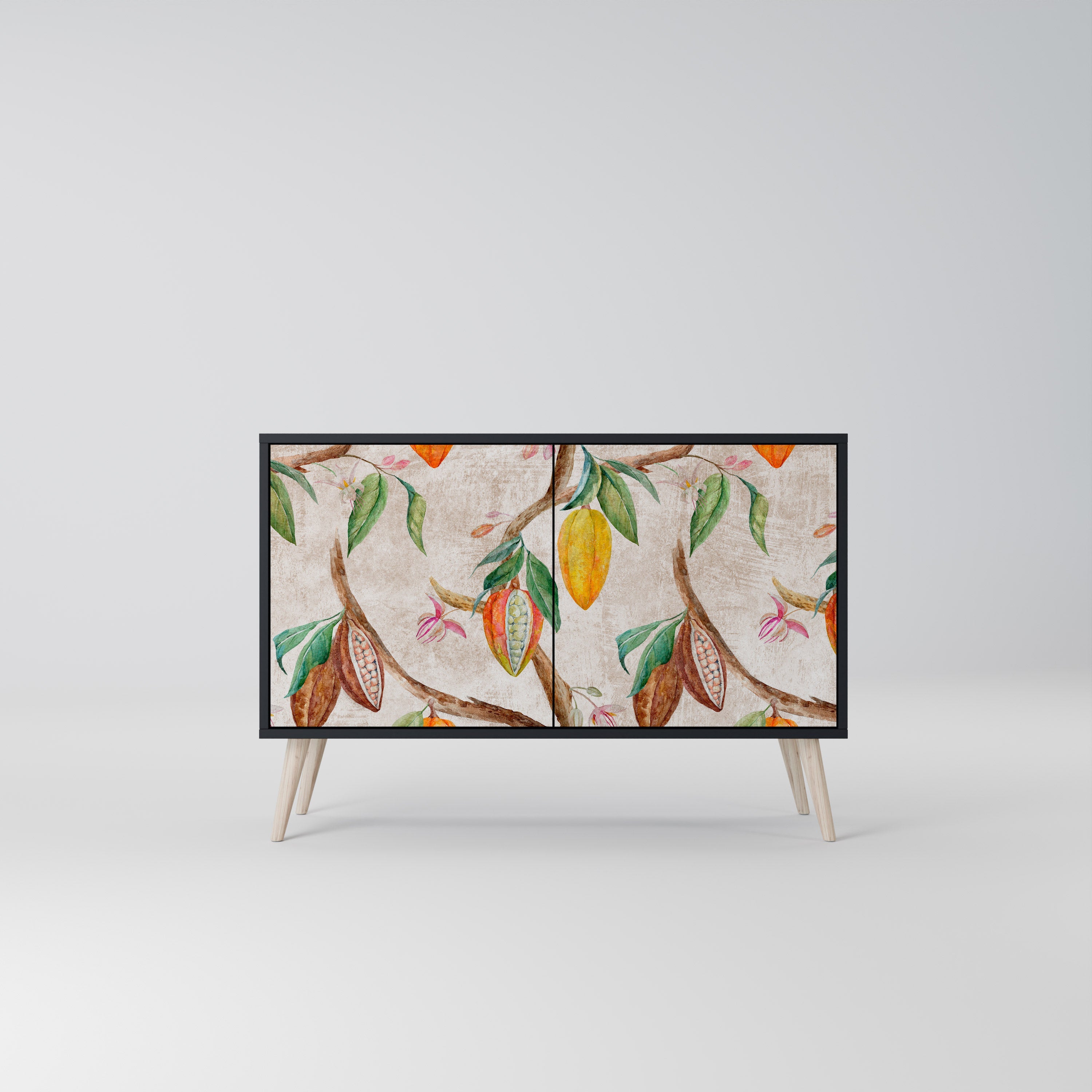 COCOA FRUITS Aparador de 2 Portas em Acabamento Preto