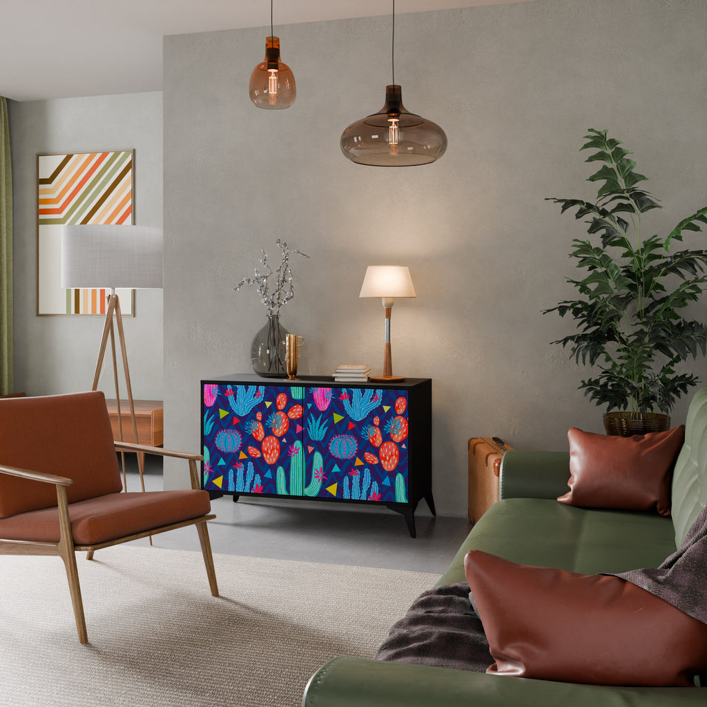 CACTUS VIBES 2-Door Sideboard in Black Finish