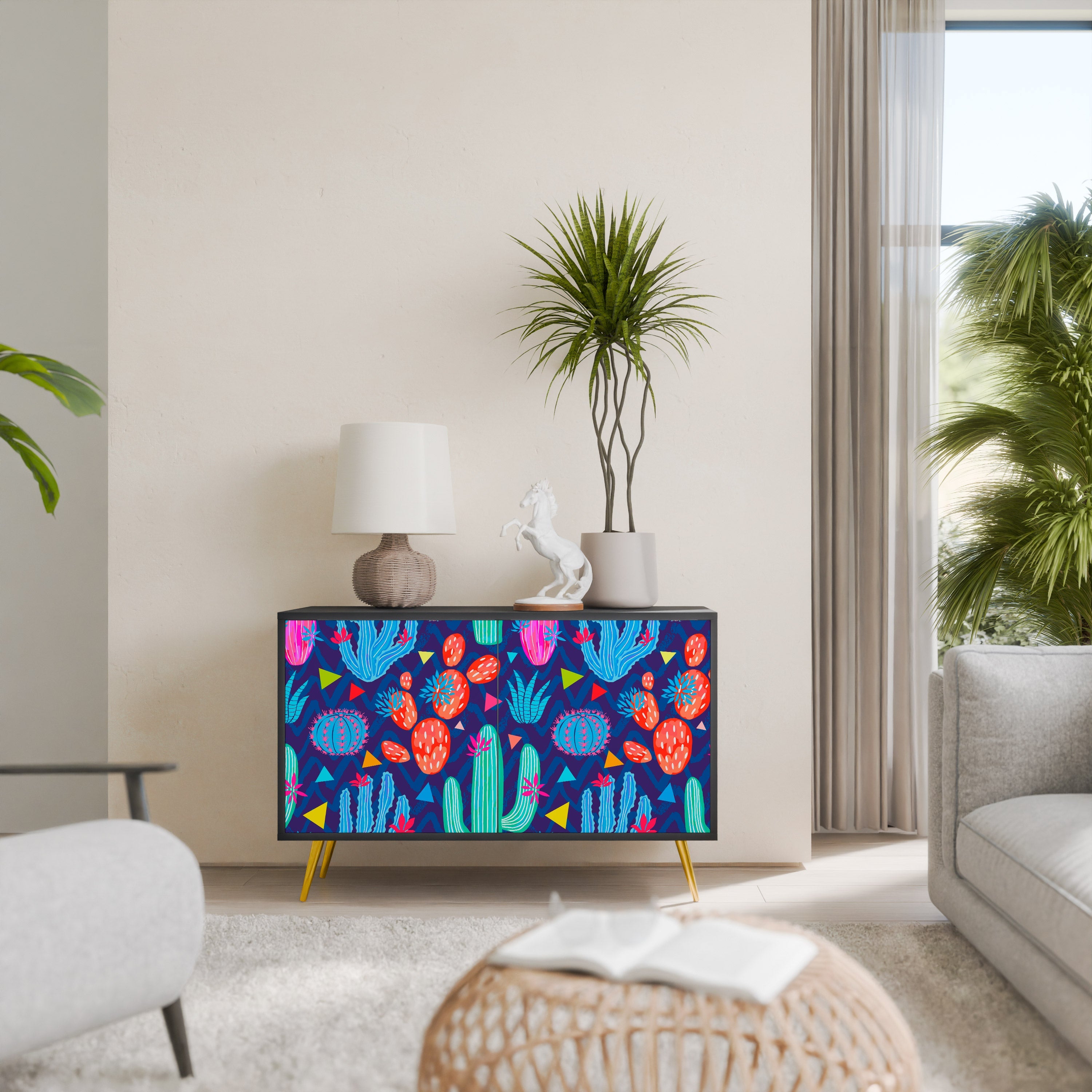 CACTUS VIBES 2-Door Sideboard in Black Finish