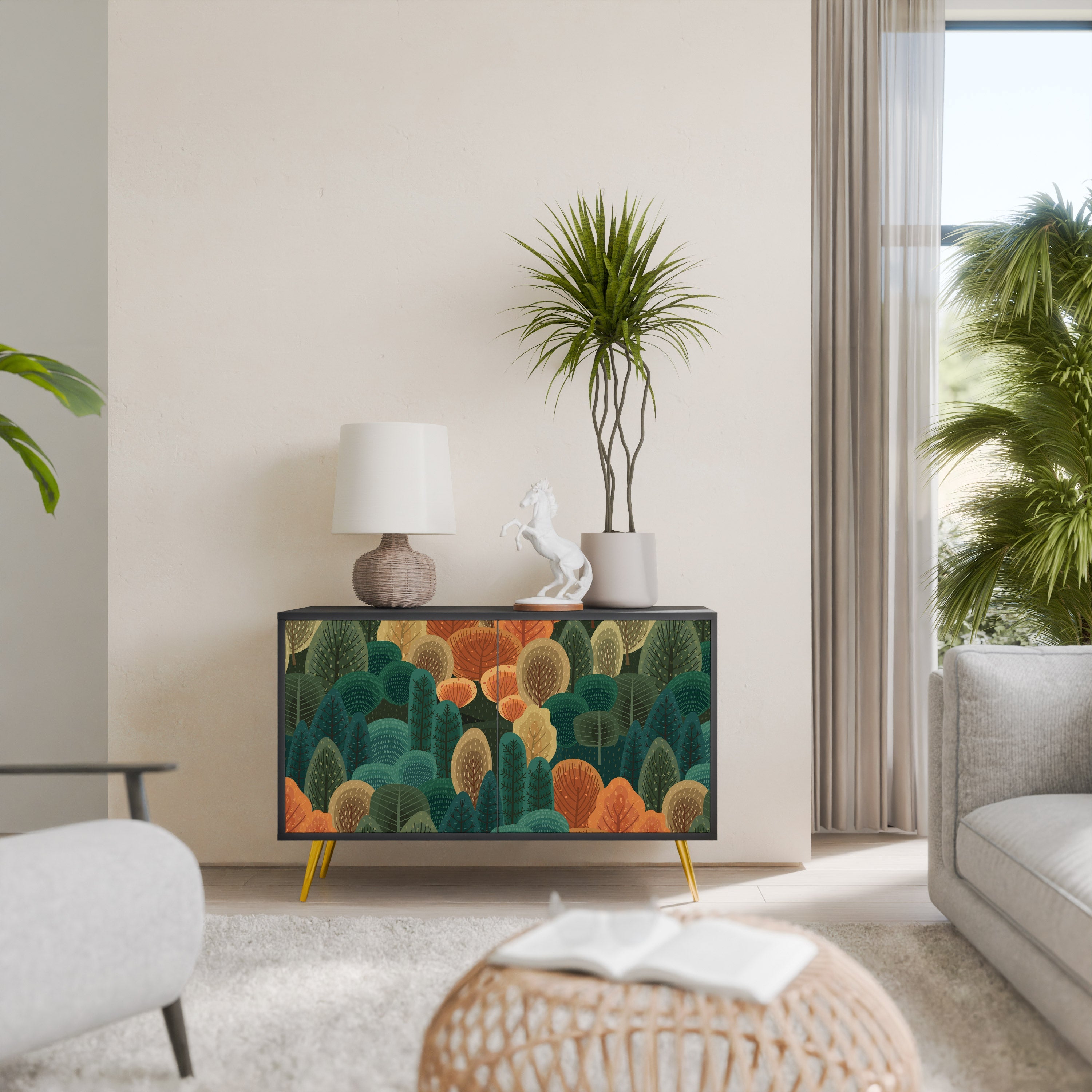 AUTUMN KALEIDOSCOPE Aparador de 2 Portas em Acabamento Preto