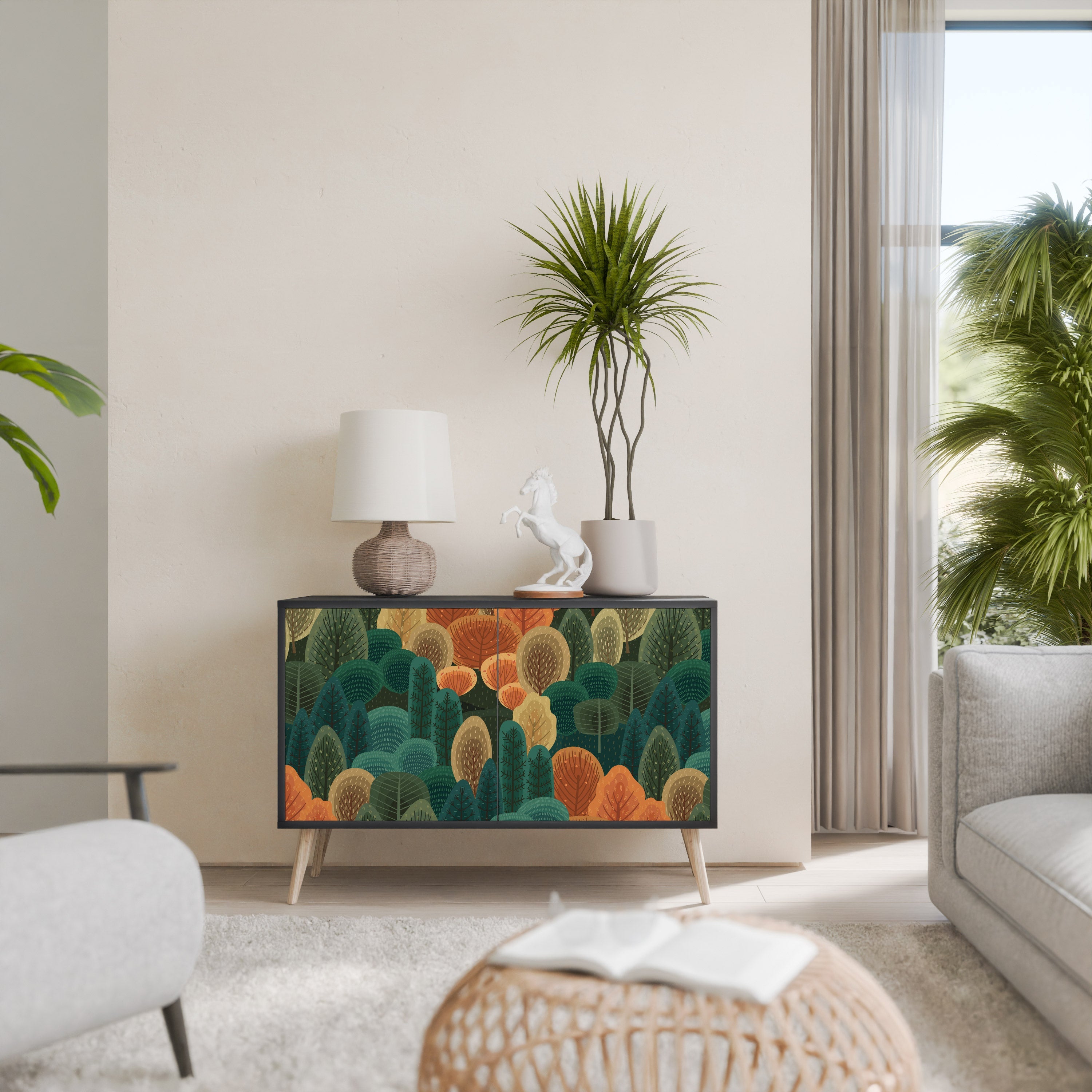 AUTUMN KALEIDOSCOPE Aparador de 2 Portas em Acabamento Preto