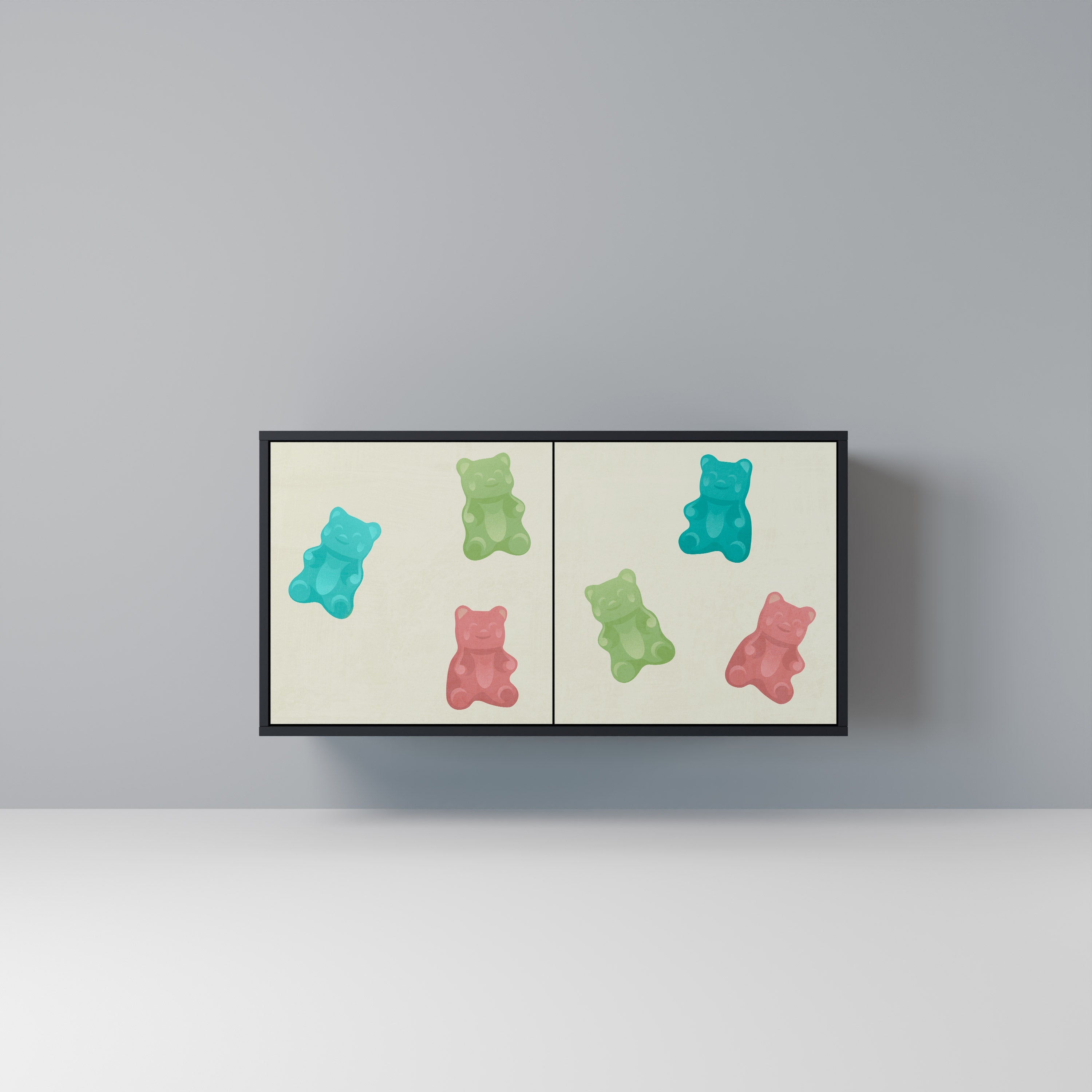 GUMMY BEARS Aparador de 2 Portas em Acabamento Preto