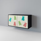 GUMMY BEARS Aparador de 2 Portas em Acabamento Preto