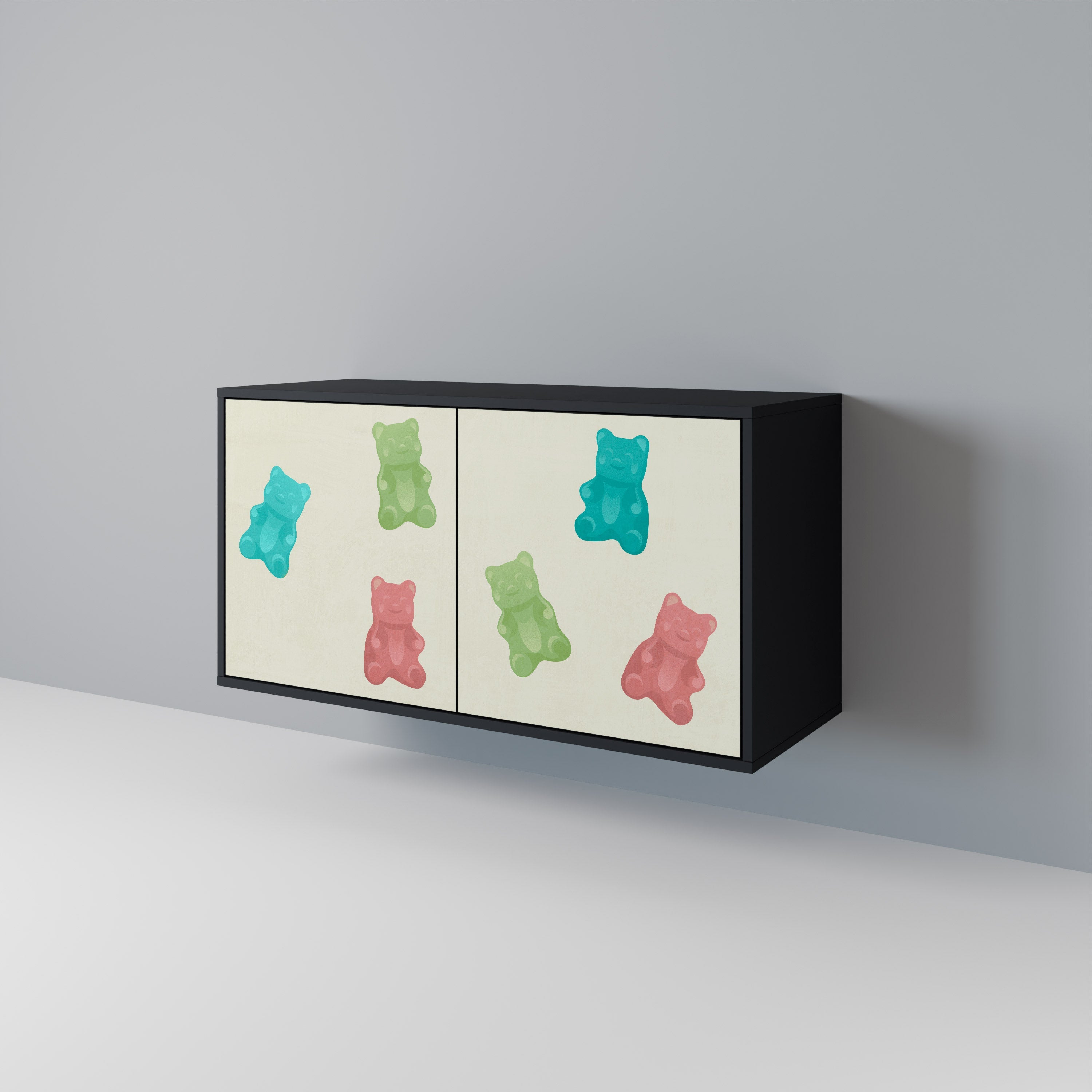 GUMMY BEARS Aparador de 2 Portas em Acabamento Preto