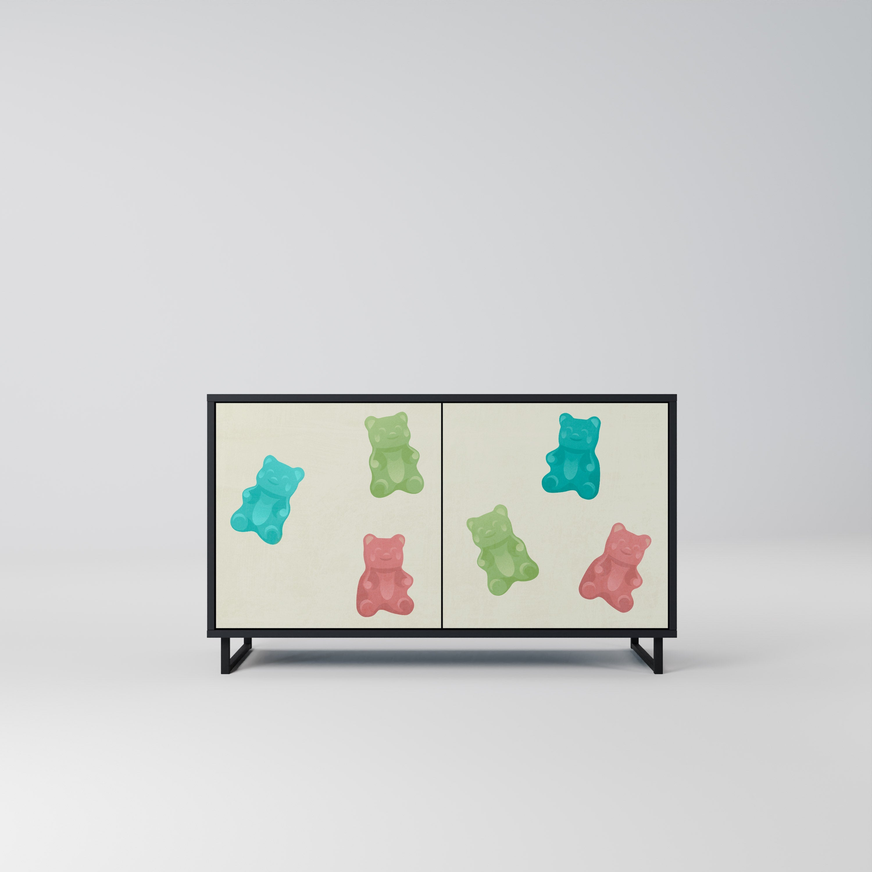 GUMMY BEARS Aparador de 2 Portas em Acabamento Preto