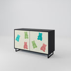 GUMMY BEARS Aparador de 2 Portas em Acabamento Preto