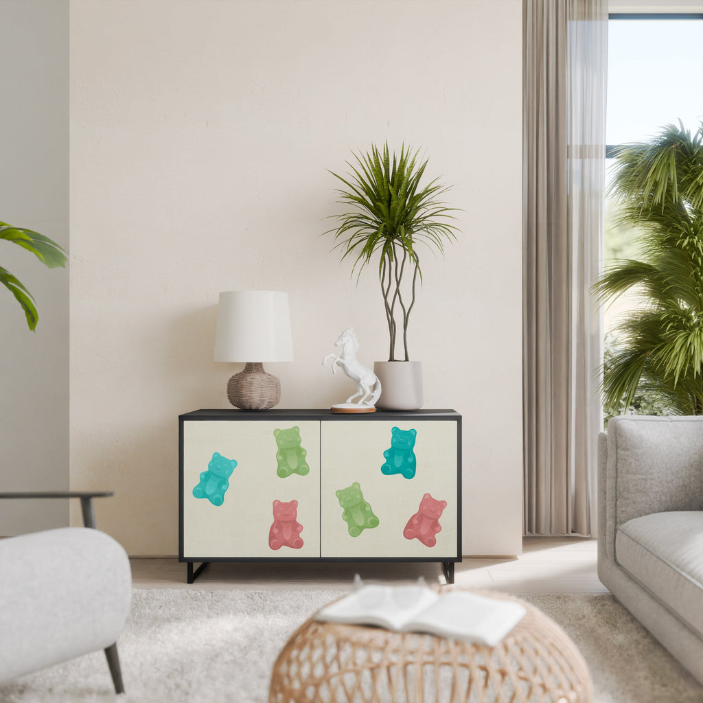 GUMMY BEARS Aparador de 2 Portas em Acabamento Preto