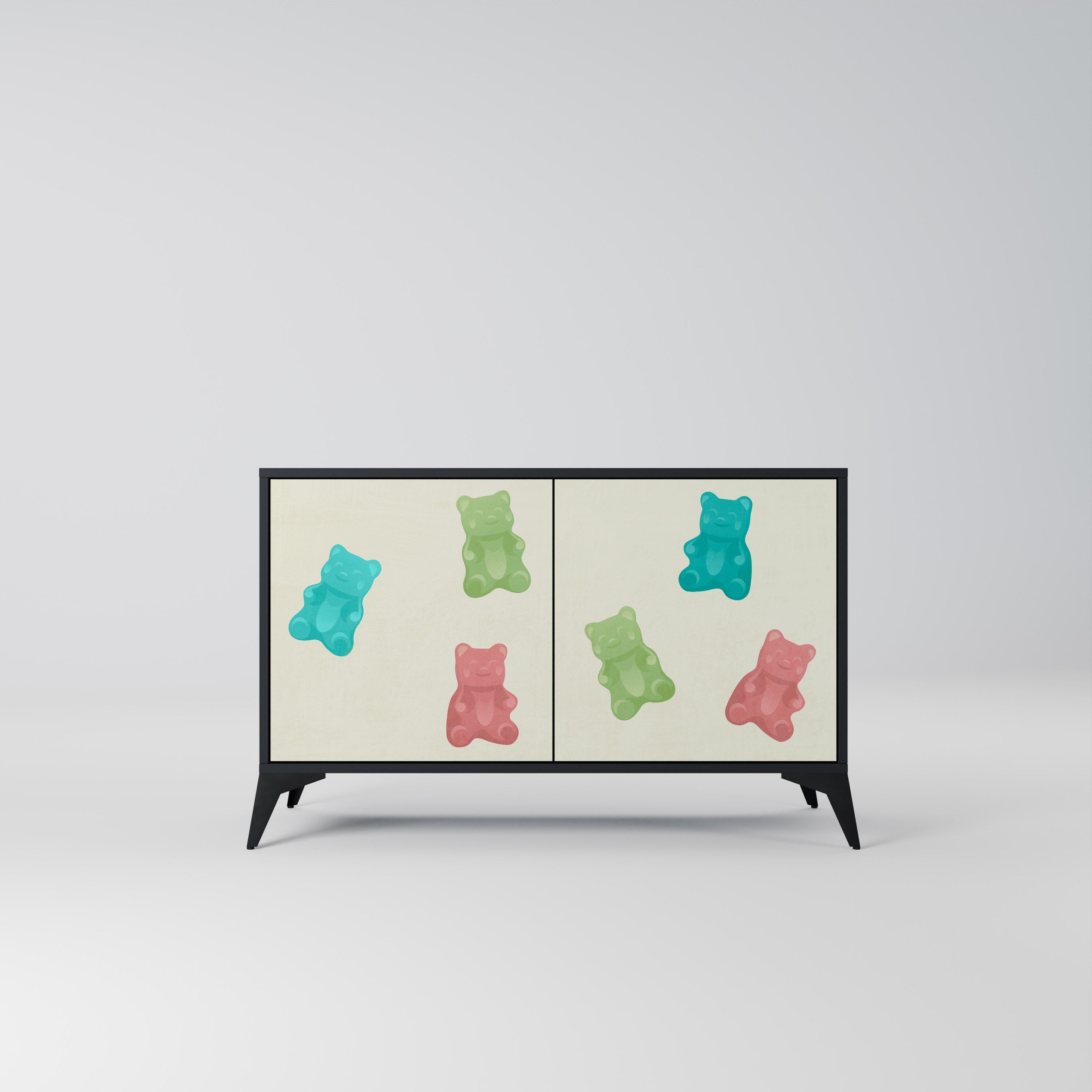 GUMMY BEARS Aparador de 2 Portas em Acabamento Preto