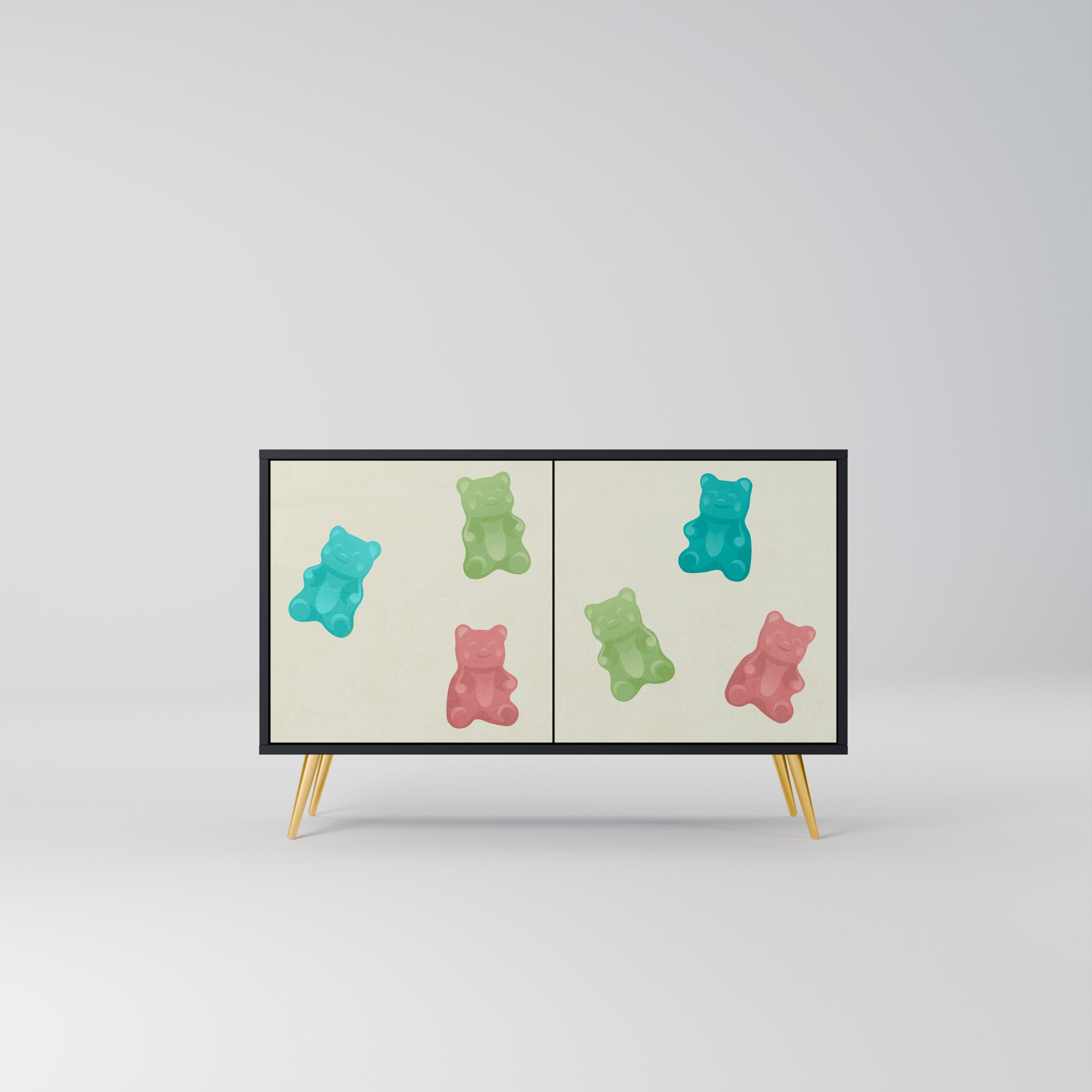 GUMMY BEARS Aparador de 2 Portas em Acabamento Preto