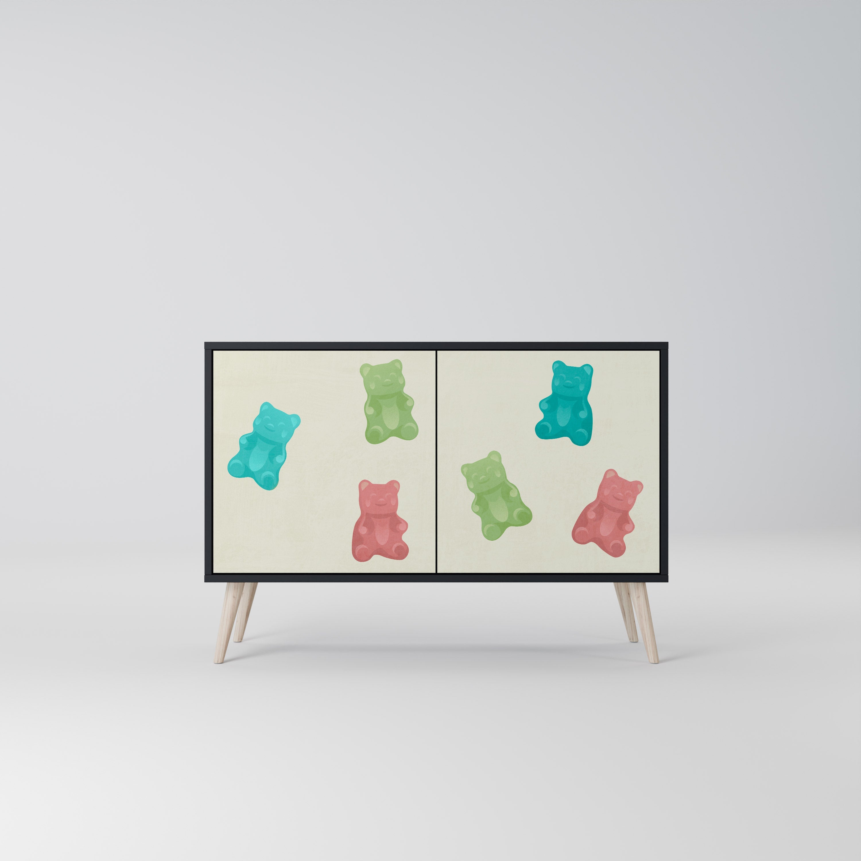 GUMMY BEARS Aparador de 2 Portas em Acabamento Preto