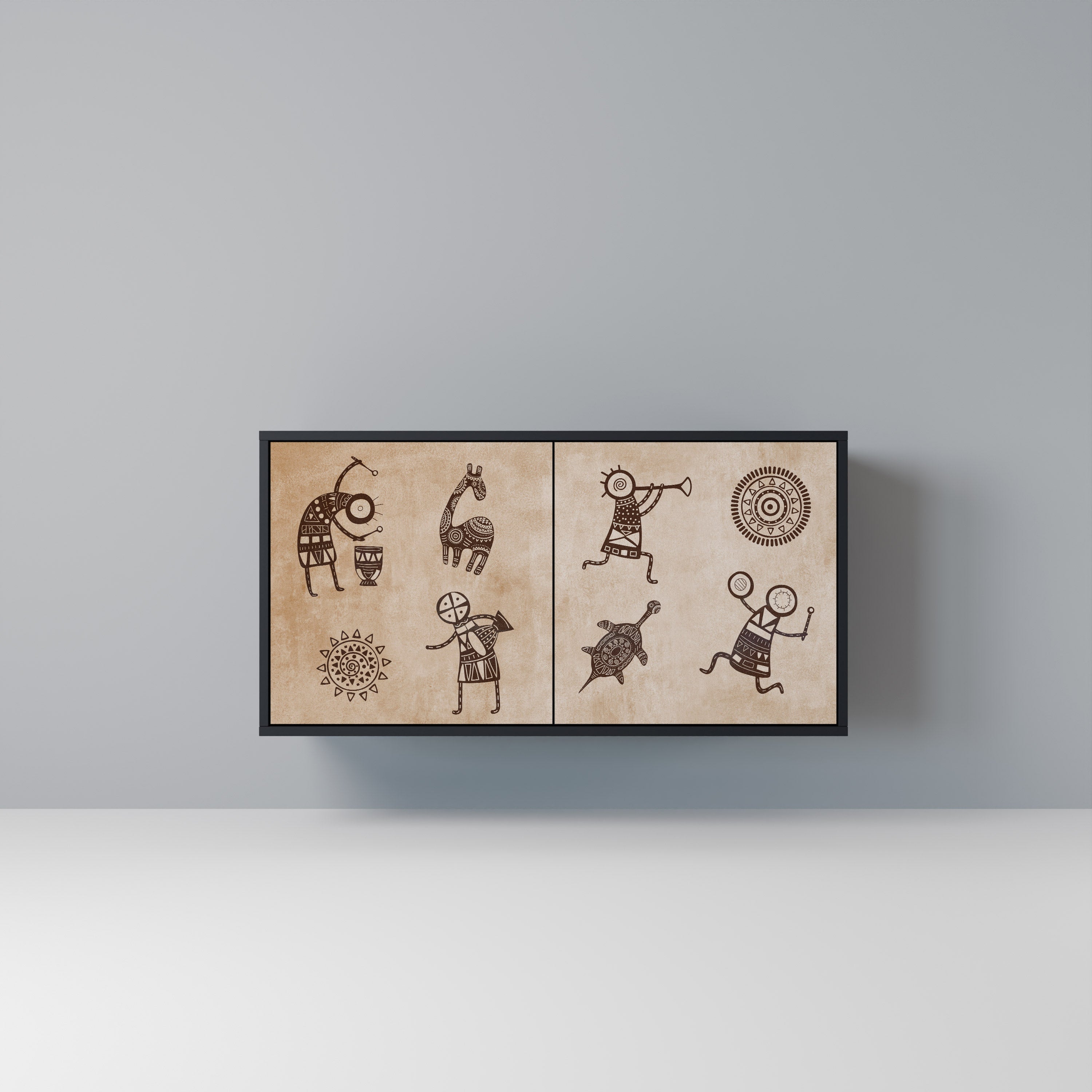 AFRICAN STYLE Aparador de 2 Portas em Acabamento Preto